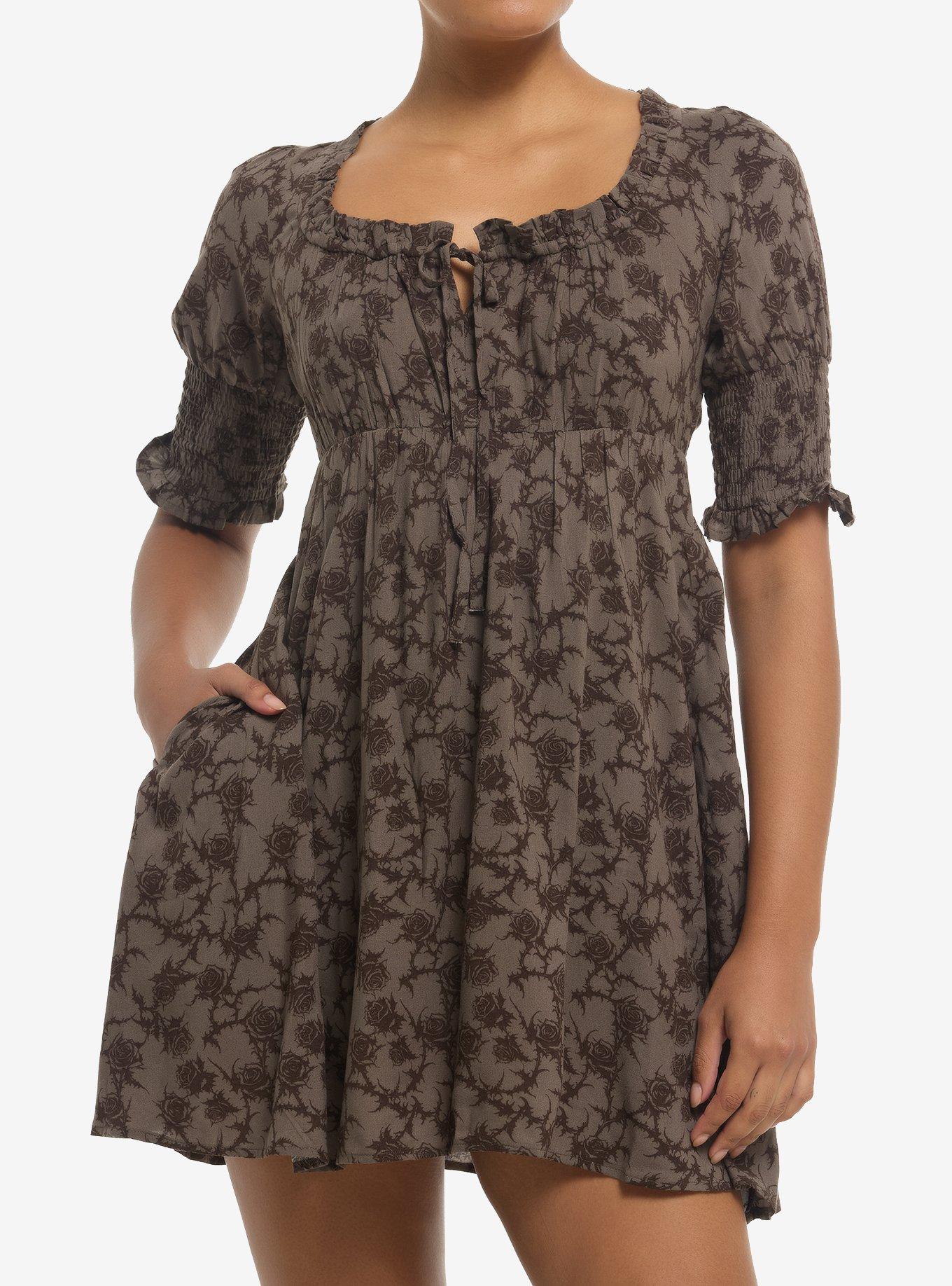 Thorn & Fable Roses & Thorns Puff-Sleeve Dress, , hi-res