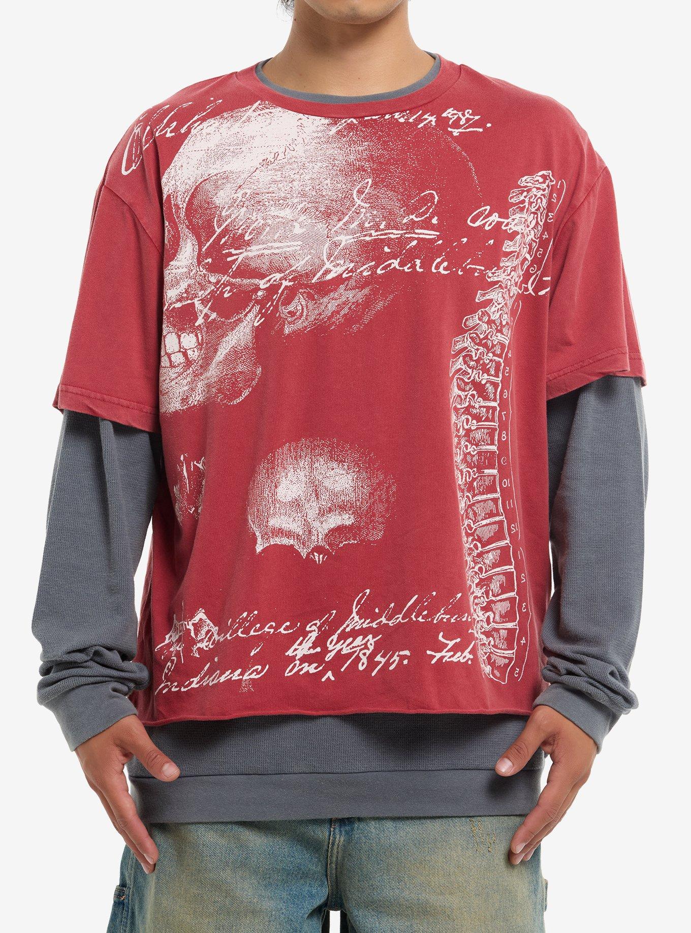Red & Grey Skeleton Twofer Long-Sleeve T-Shirt, , hi-res