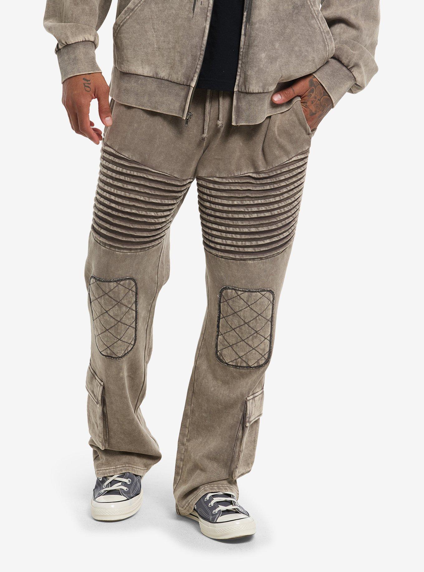 Brown Wash Quilted Jogger Sweatpants, , hi-res