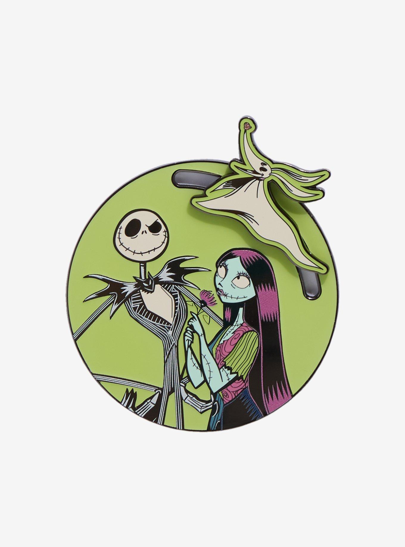 Loungefly Disney The Nightmare Before Christmas Jack & Sally Glow-in-the-Dark Sliding Enamel Pin — BoxLunch Exclusive, , hi-res
