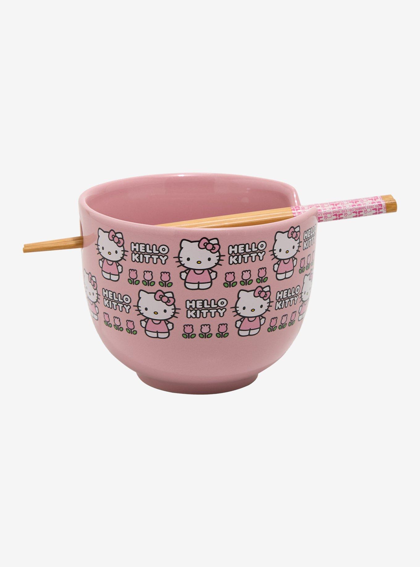 Sanrio Hello Kitty Flowers Pink Ramen Bowl and Chopsticks Set, , hi-res