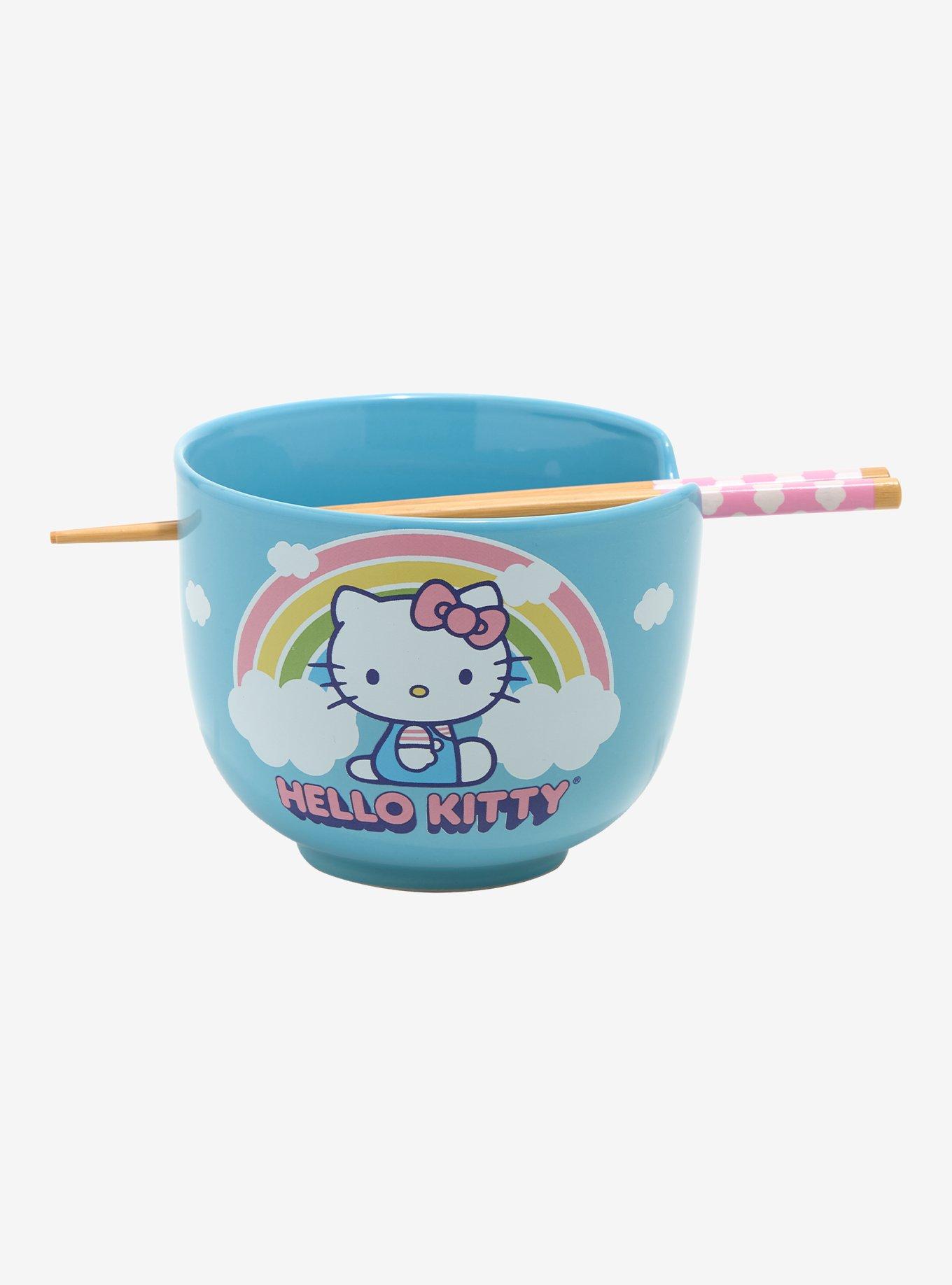 Sanrio Hello Kitty Rainbow Blue Ramen Bowl and Chopsticks Set, , hi-res