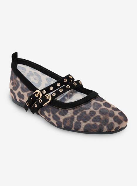 Chinese Laundry Leopard Mesh Grommet Strap Flats Hot Topic