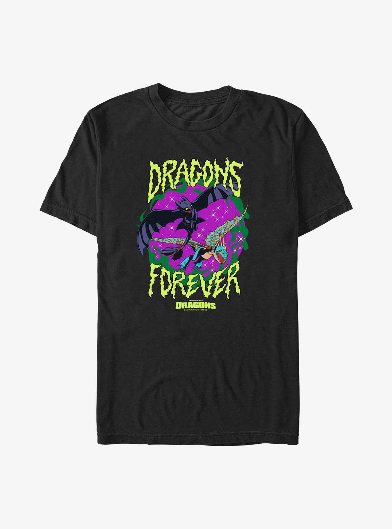 How To Train Your Dragon Dragons Flying Big & Tall T-Shirt, BLACK, hi-res
