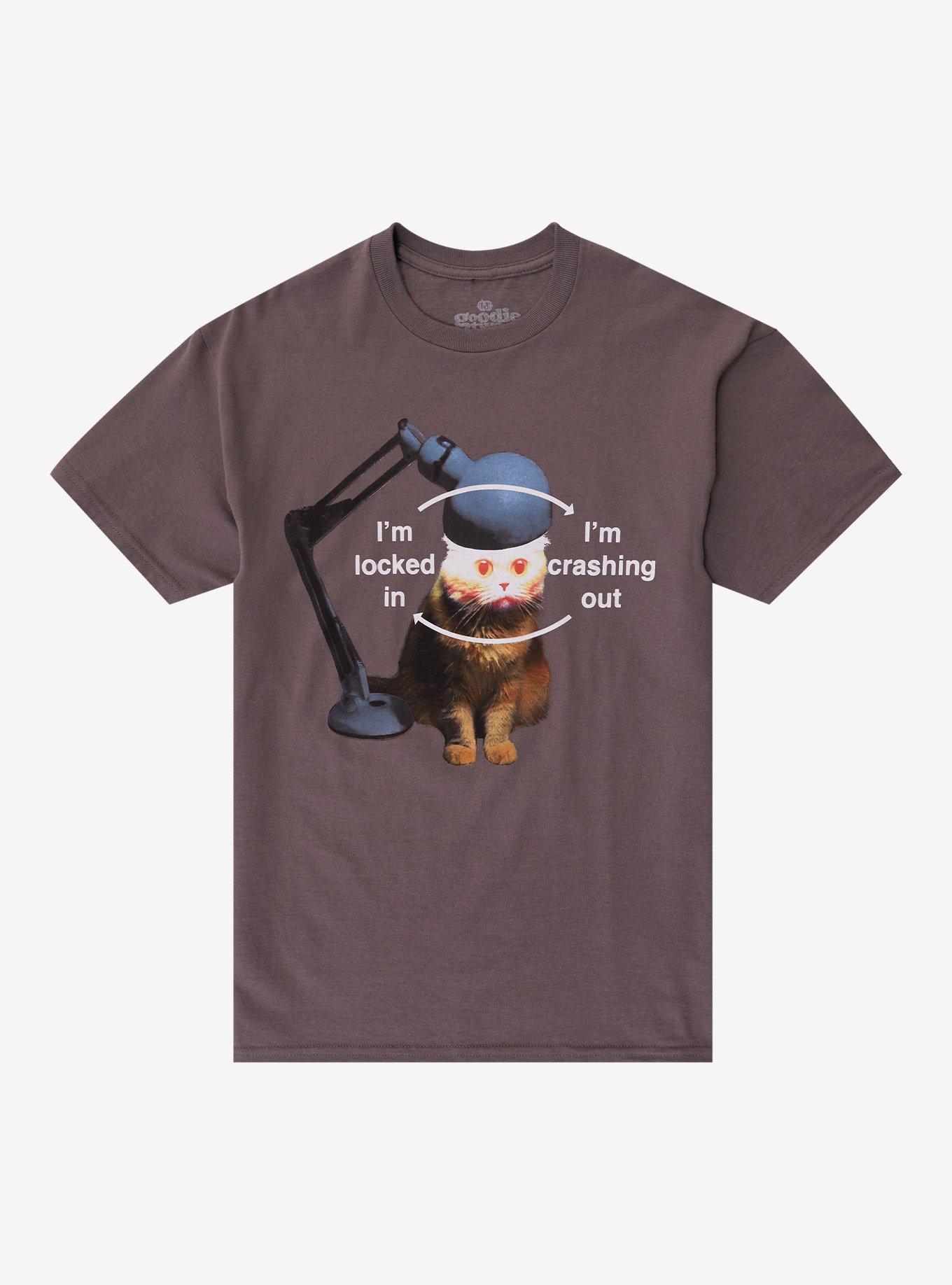 Locked In Crashing Out Cat T-Shirt By Goodie Two Sleeves, , hi-res