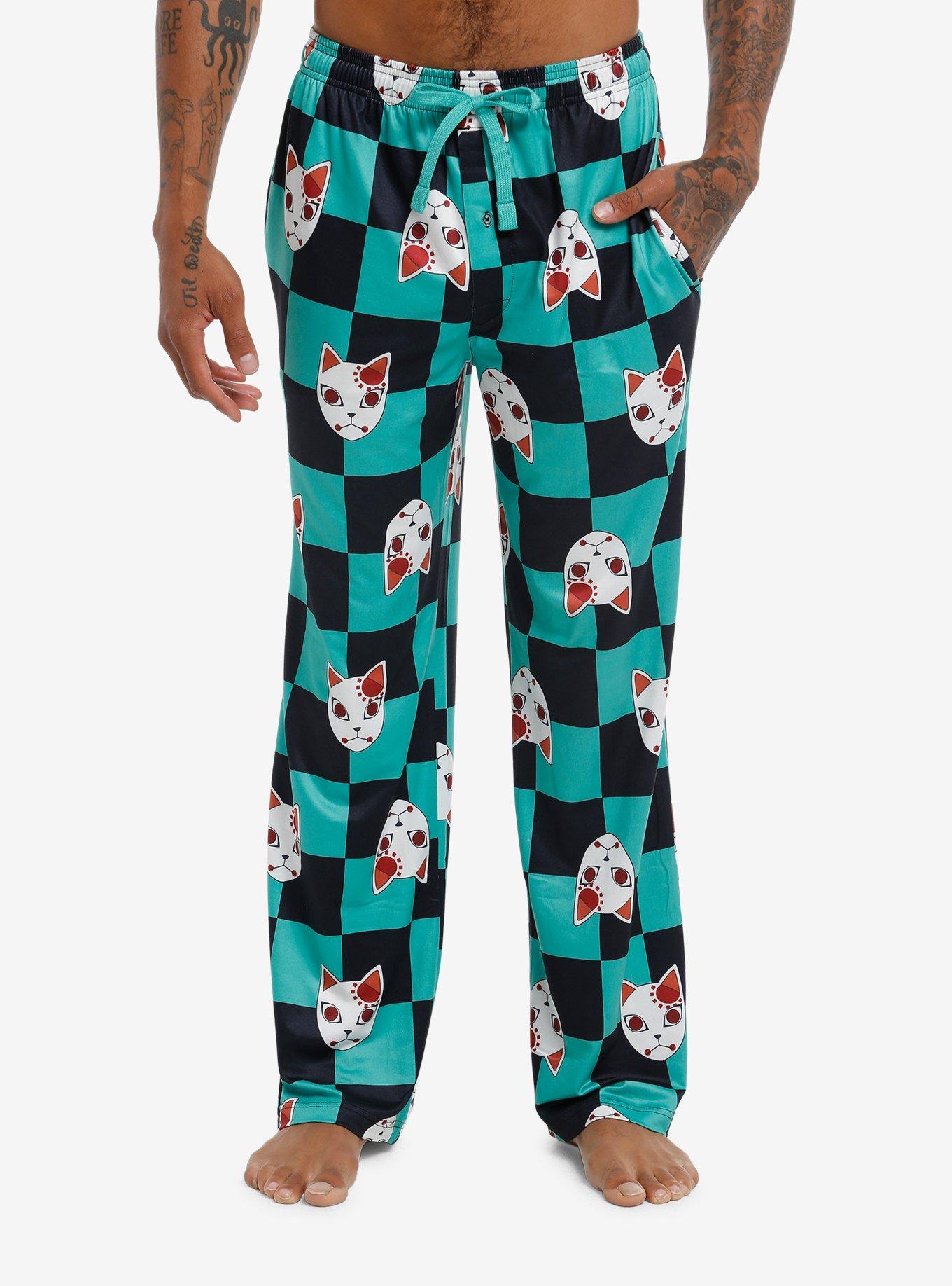 Demon Slayer: Kimetsu No Yaiba Tanjiro Mask Checkered Pajama Pants, , hi-res