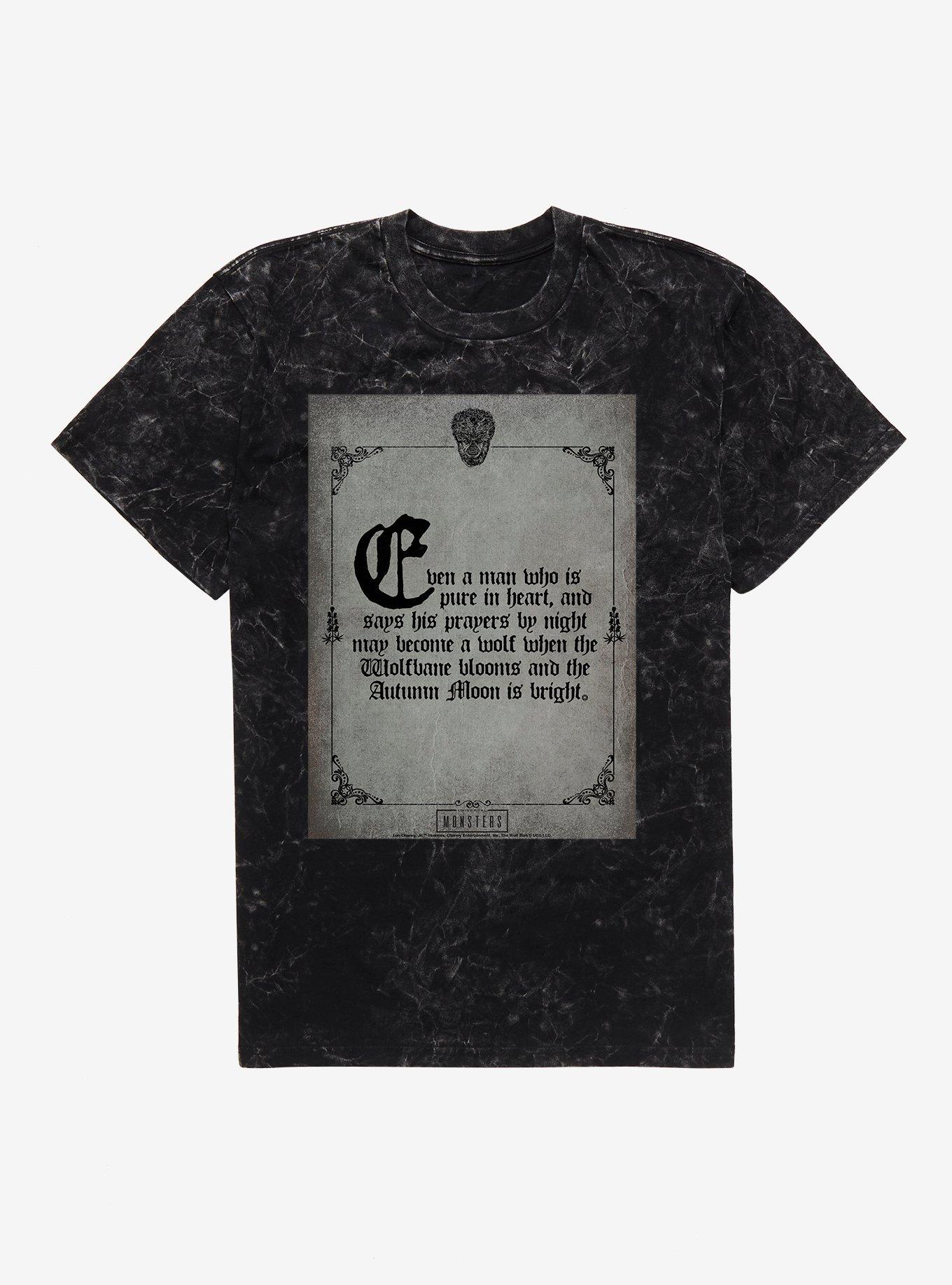 Universal Monsters Wolfman Autumn Moon Mineral Wash T-Shirt, BLACK MINERAL WASH, hi-res