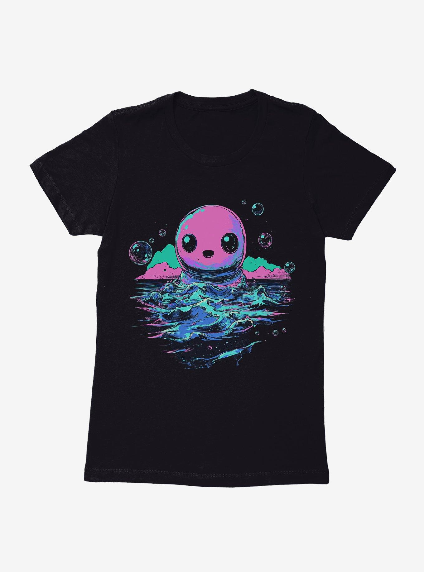Sea Bubble Monster Womens T-Shirt, BLACK, hi-res view 1