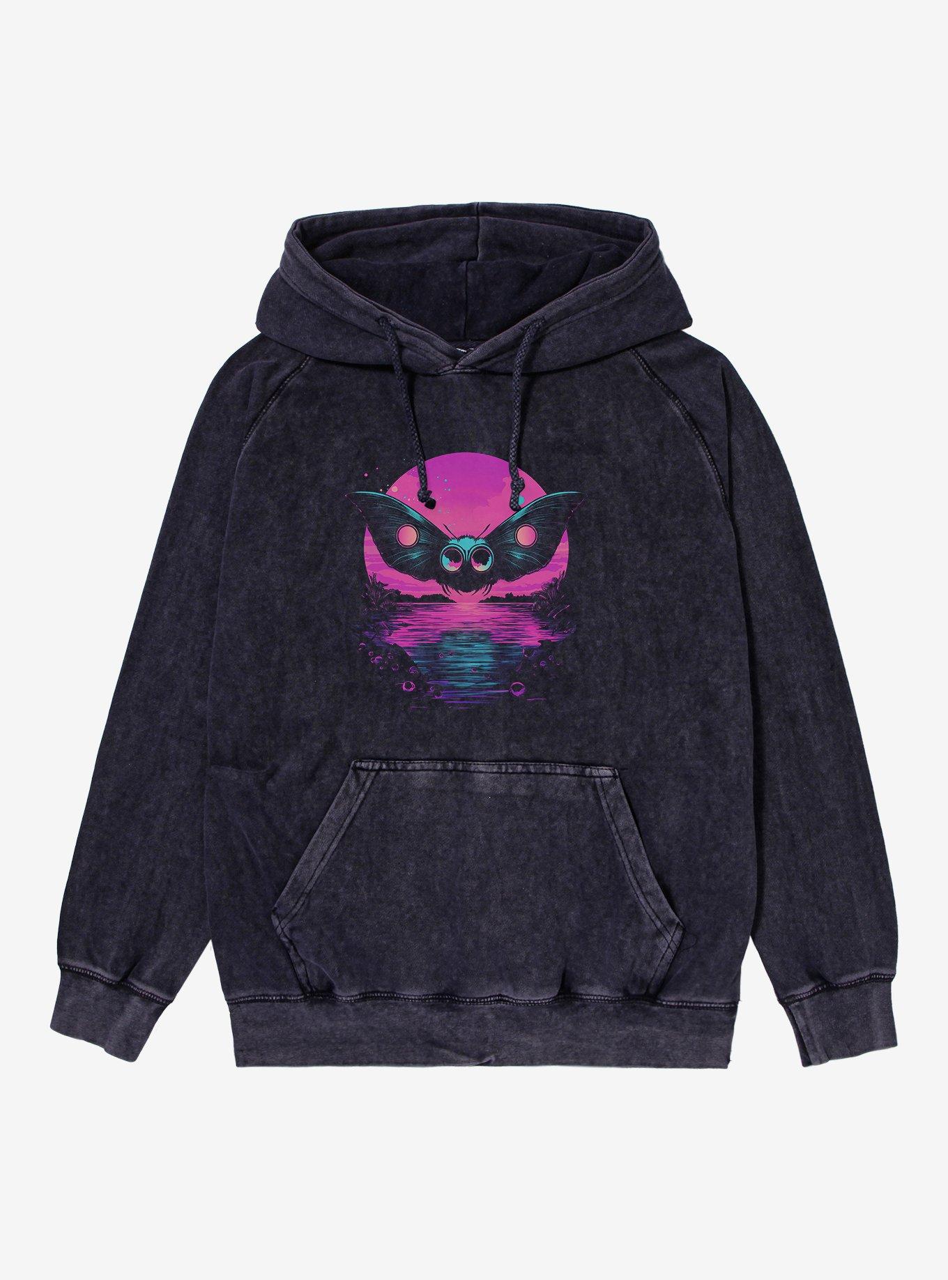 Mothman Midnight Sun Horizon Mineral Wash Hoodie, BLACK, hi-res