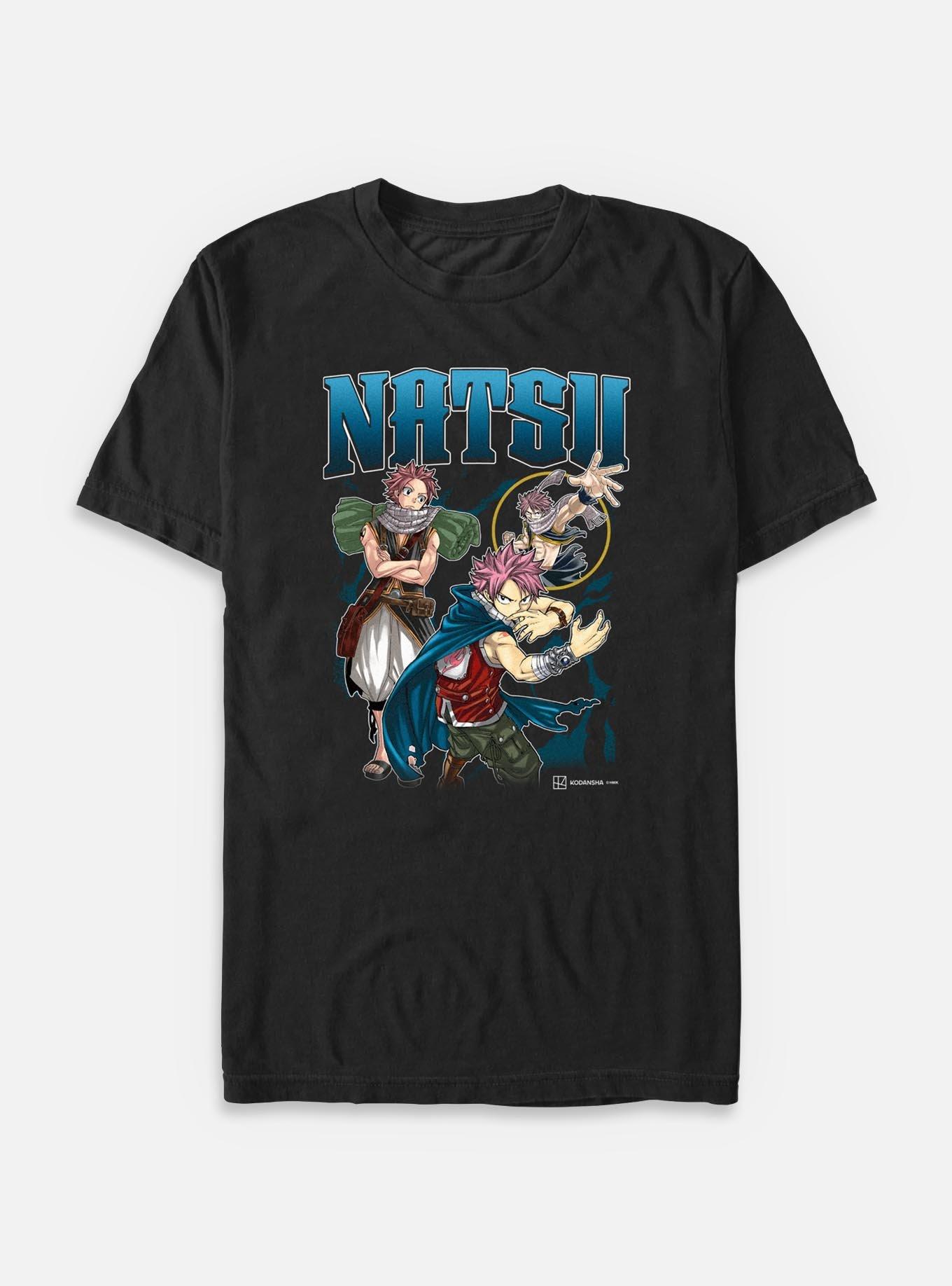 Fairy Tail Natsu Multi Pose Big & Tall T-Shirt, BLACK, hi-res