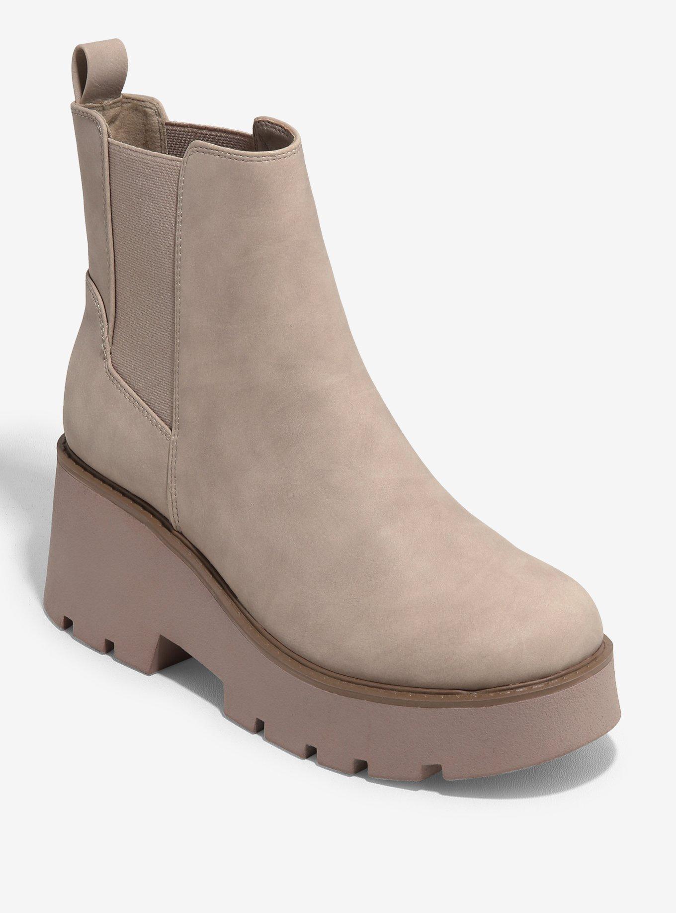 CHNLNDRY Dirty Laundry Taupe Rabbit Platform Chelsea Boots