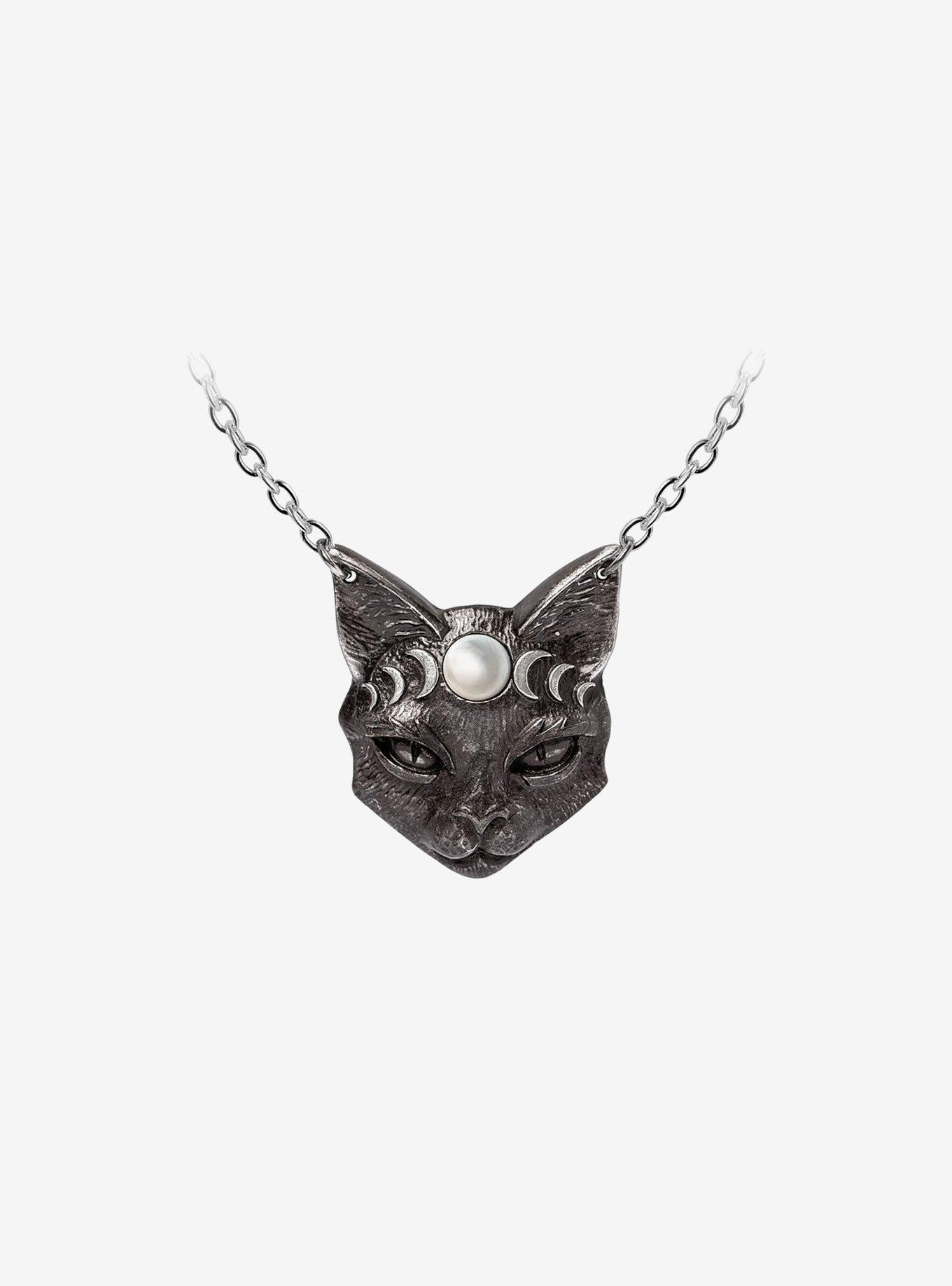 Mystic Moon Cat Pendant Necklace, , hi-res