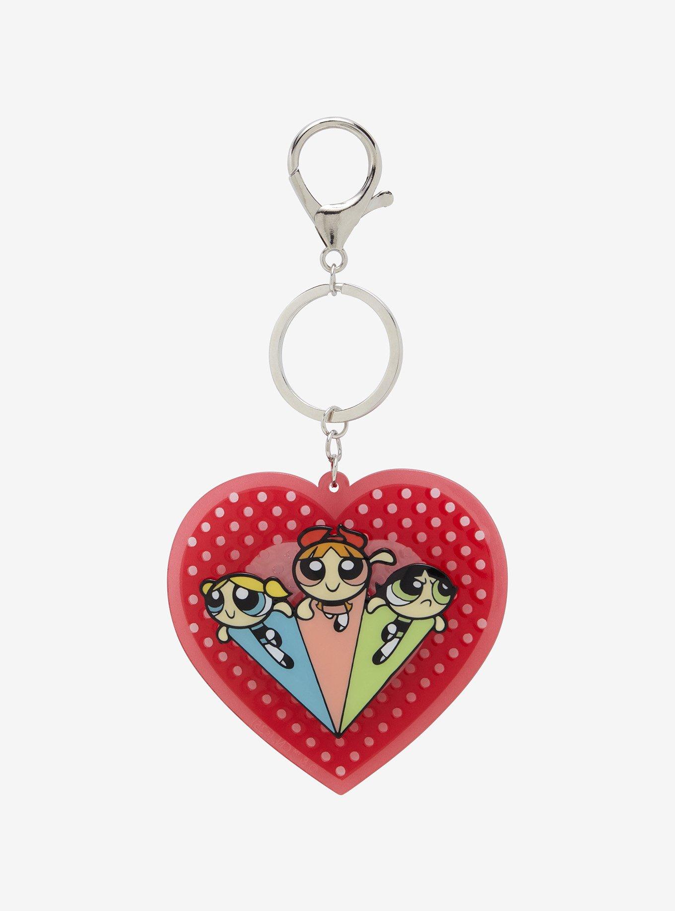 The Powerpuff Girls Trio Heart Keychain — BoxLunch Exclusive, , hi-res