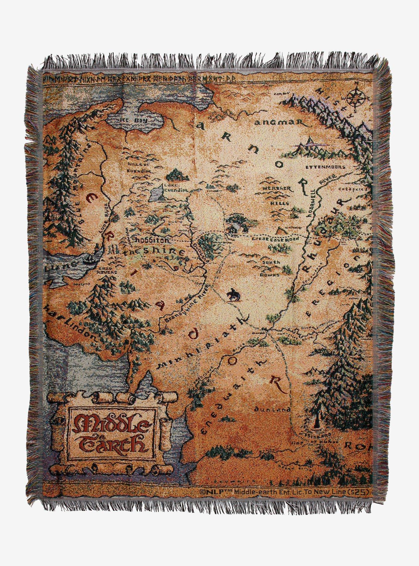The Lord of the Rings Middle-earth Map Tapestry Throw — BoxLunch Exclusive, , hi-res