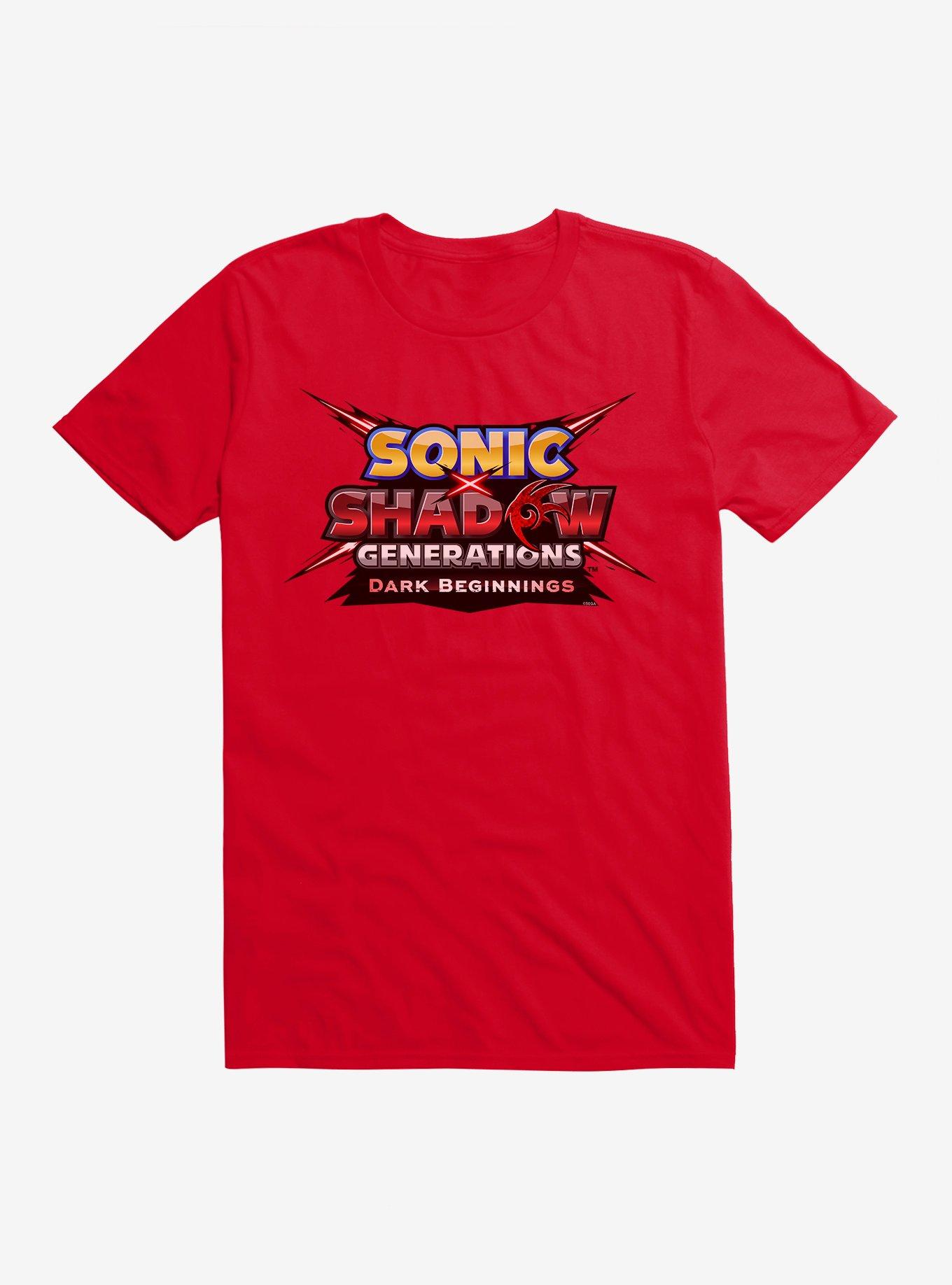 Sonic X Shadow Generations: Dark Beginnings Title Logo T-Shirt, RED, hi-res