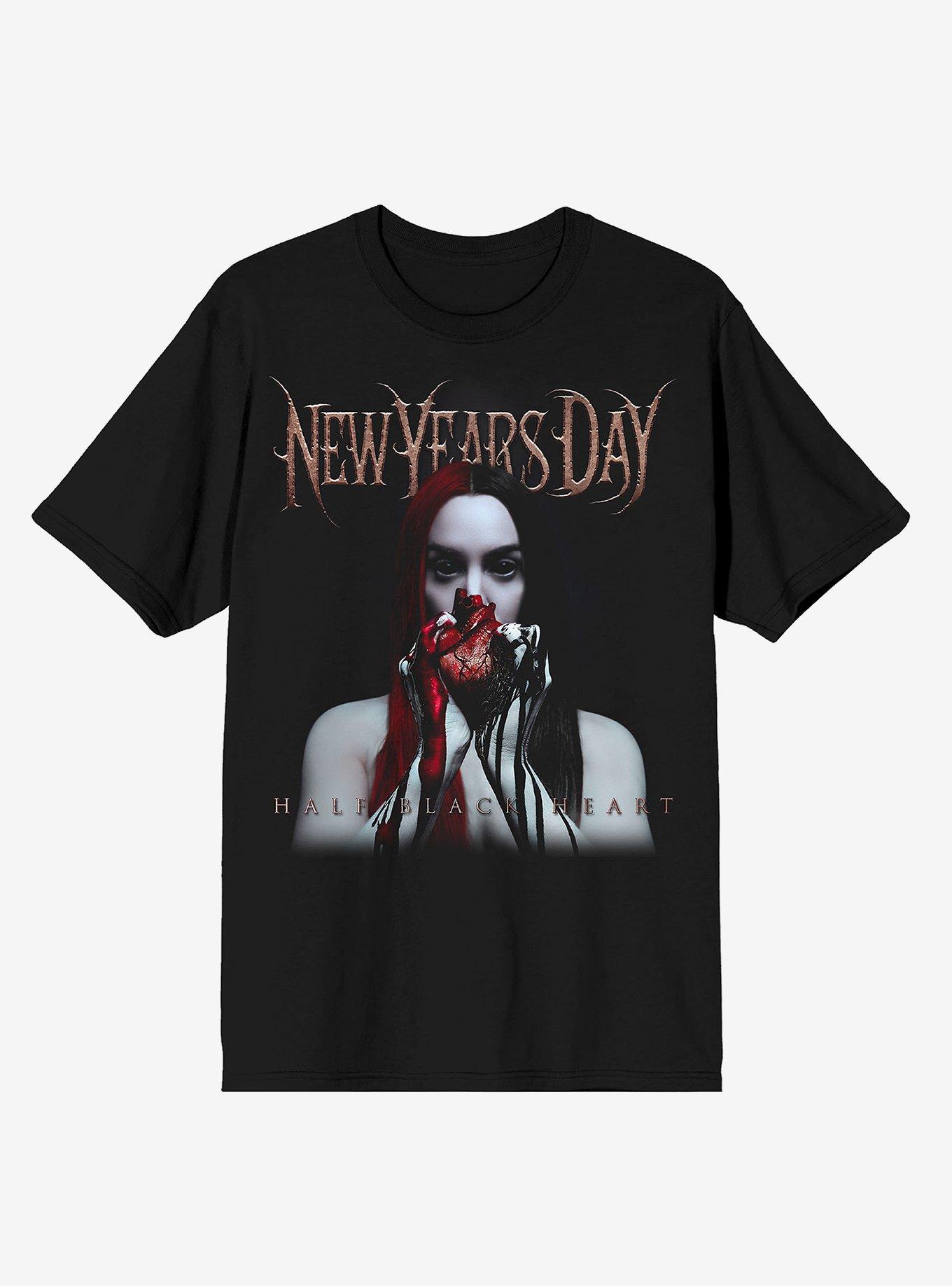 New Years Day Half Black Heart Album Cover T-Shirt, , hi-res