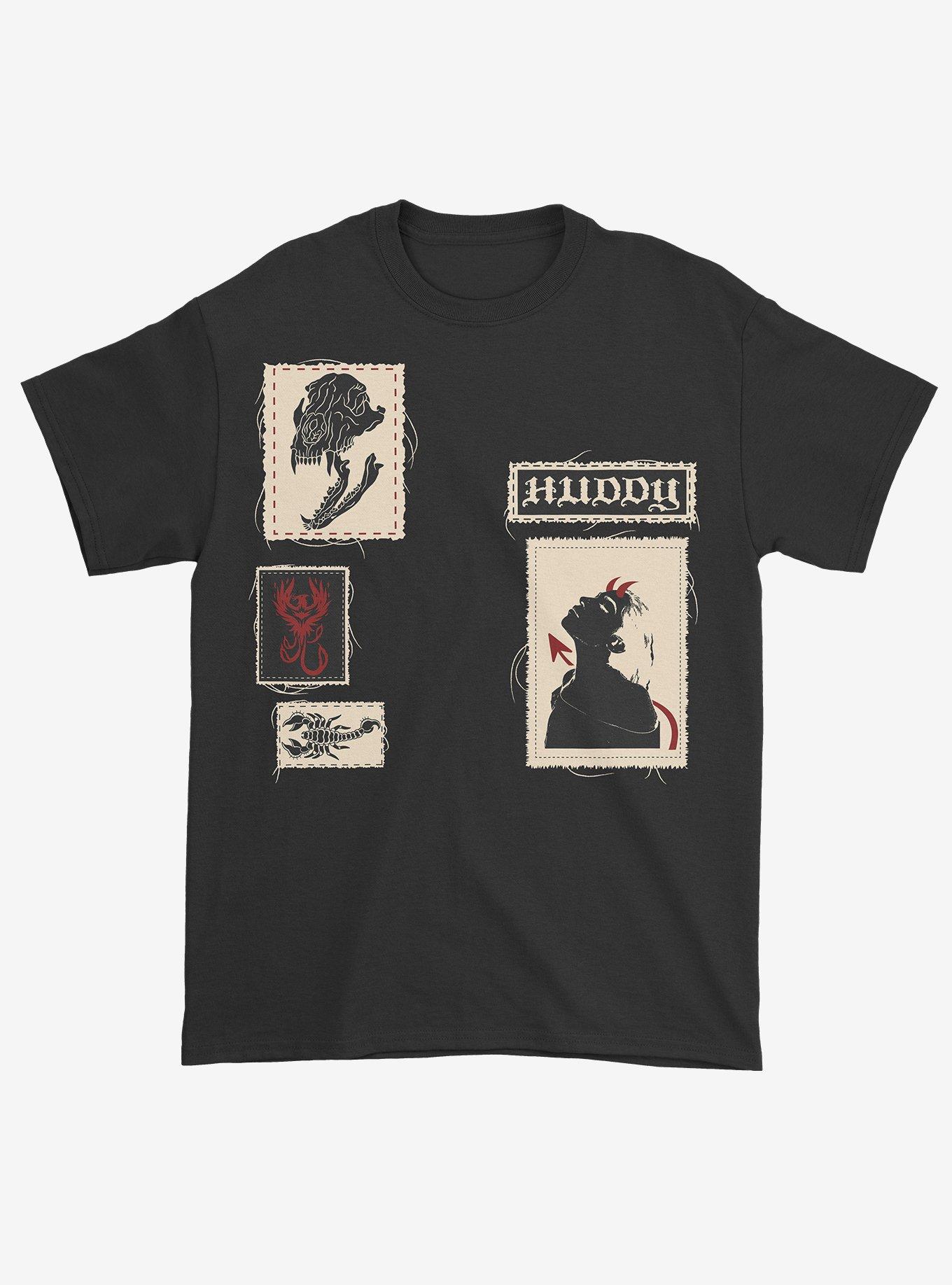 Huddy Icons Patches T-Shirt Hot Topic Exclusive, BLACK, hi-res