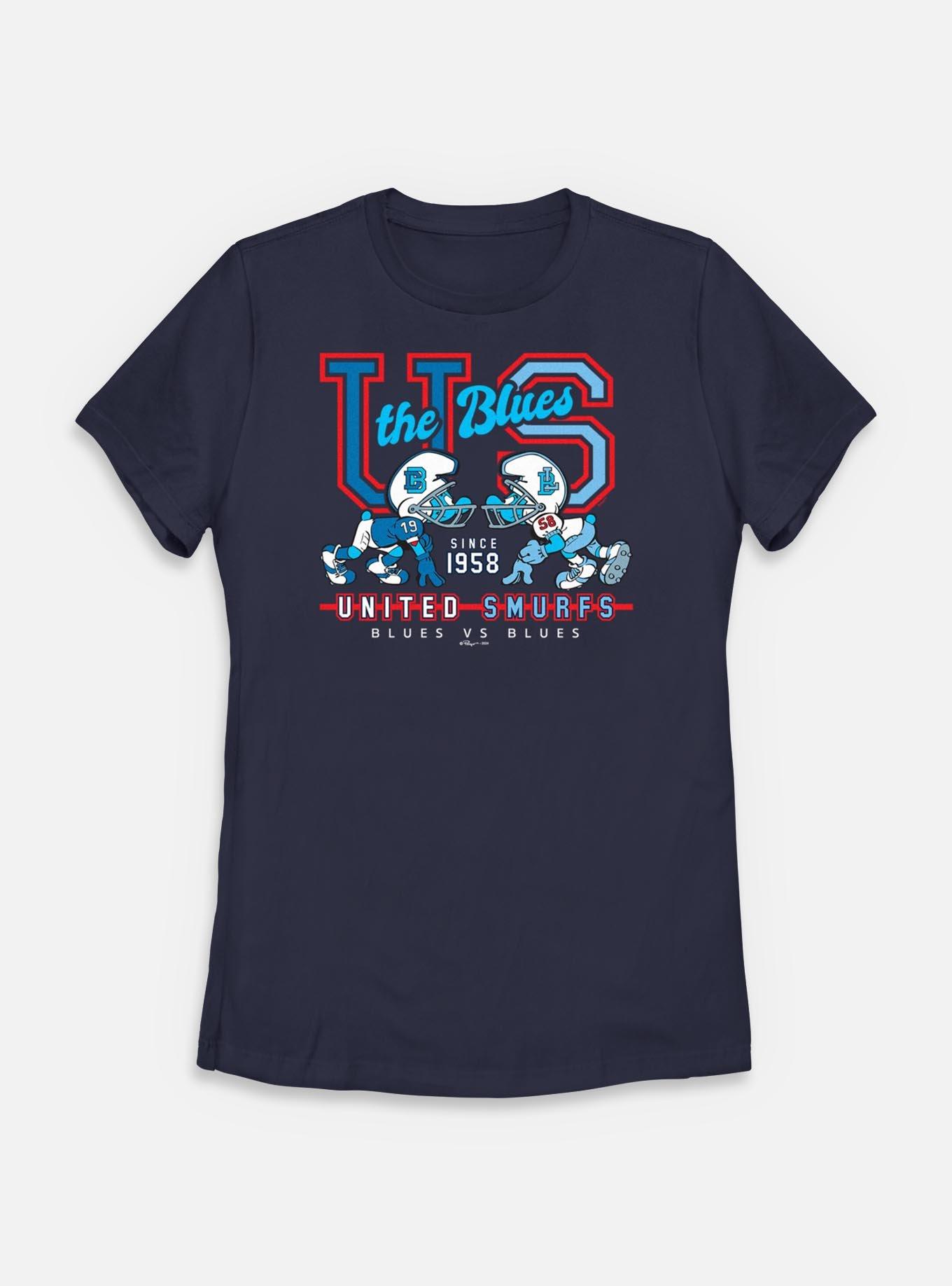 The Smurfs Blues vs Blues Football Womens T-Shirt, NAVY, hi-res