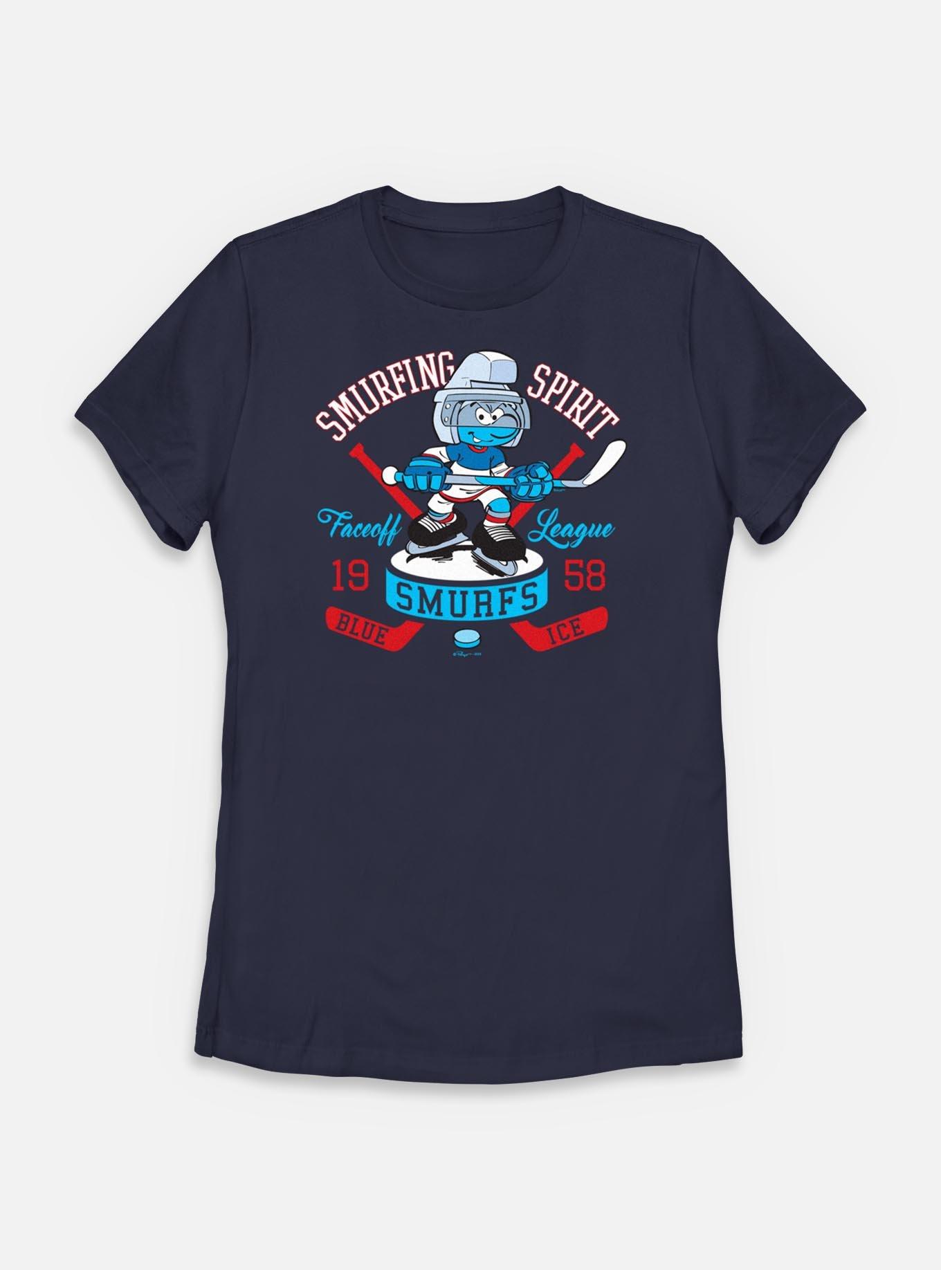 The Smurfs Smurfing Spirit Hockey Womens T-Shirt, NAVY, hi-res