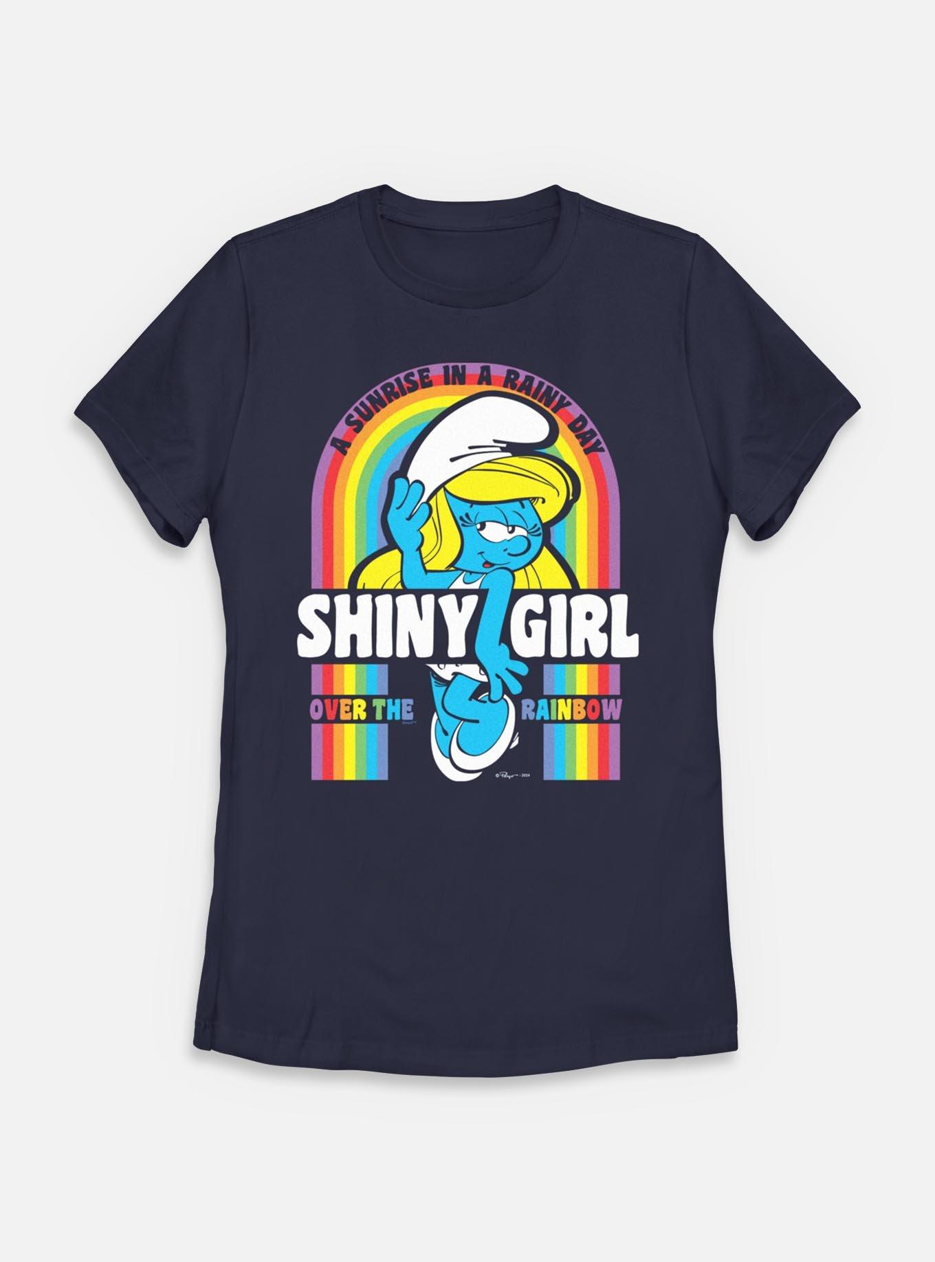 The Smurfs Shiny Girl Rainbow Womens T-Shirt, NAVY, hi-res