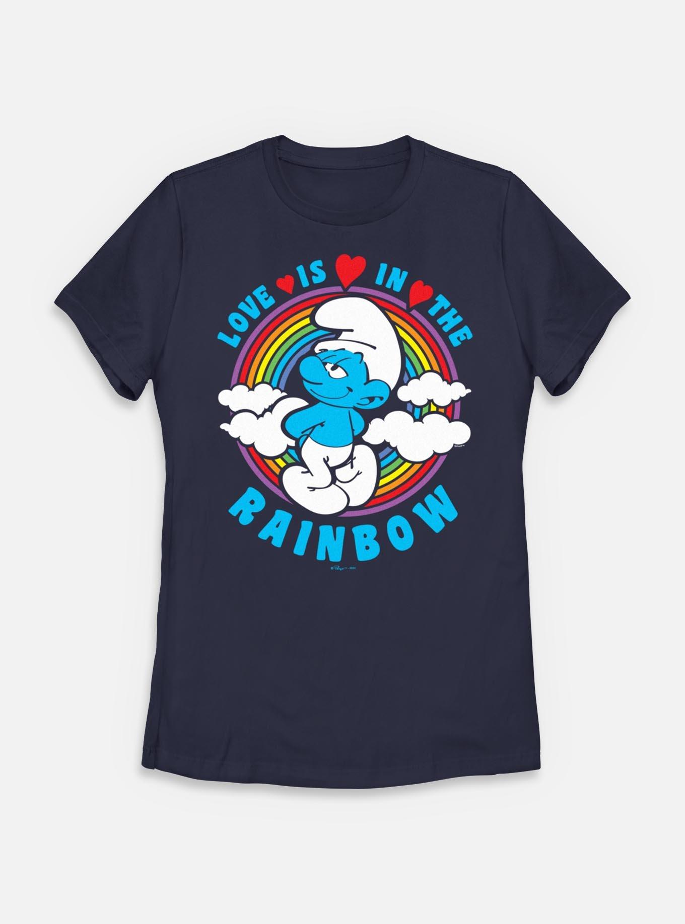 The Smurfs Love Is In The Rainbow Womens T-Shirt, NAVY, hi-res