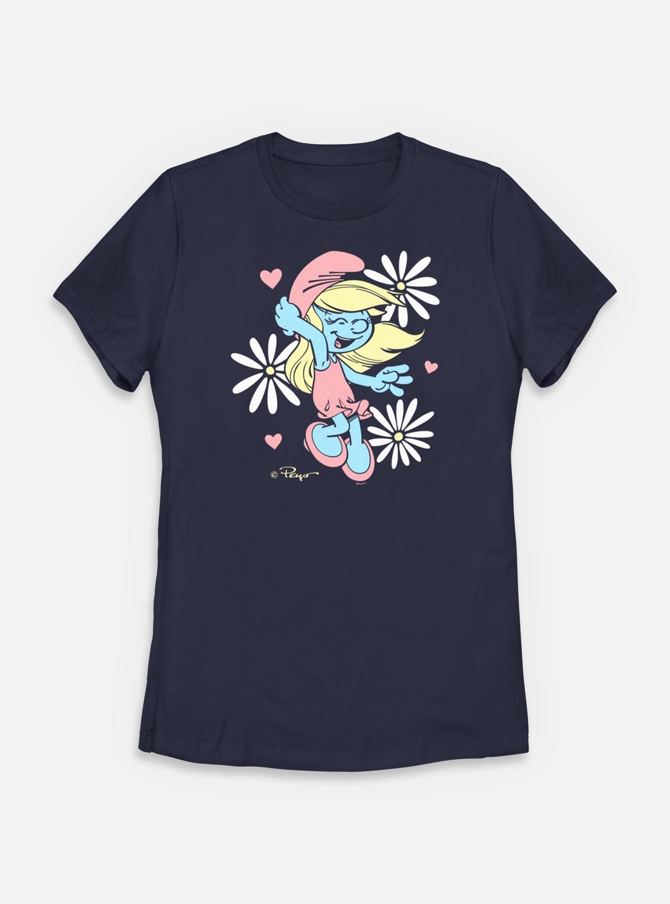 The Smurfs Floral Daisy Smurf Womens T-Shirt, NAVY, hi-res