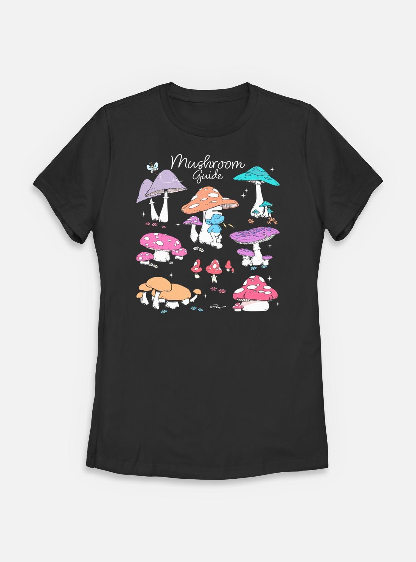 The Smurfs Mushroom Guide Womens T-Shirt, BLACK, hi-res