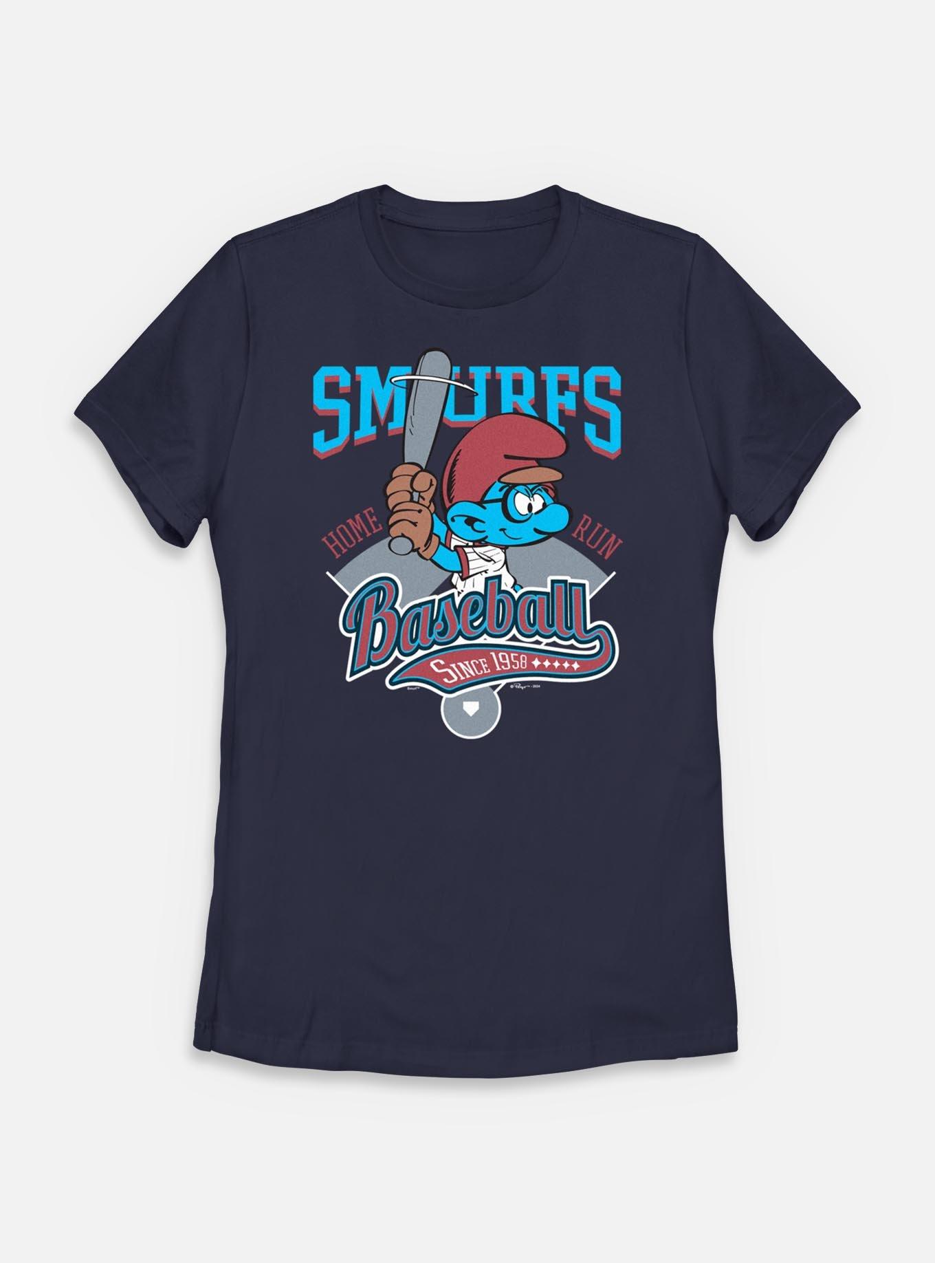 The Smurfs Baseball Home Run Womens T-Shirt, NAVY, hi-res