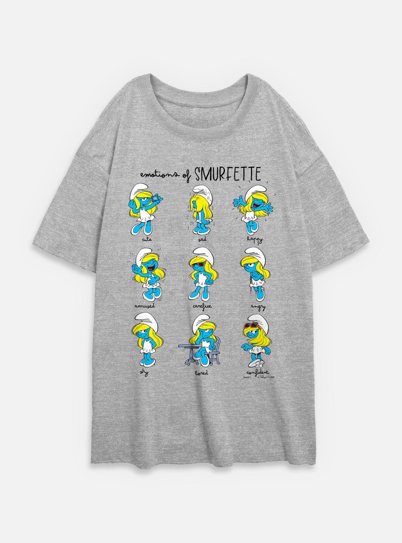 The Smurfs Emotions Of Smurfette Womens Oversized T-Shirt, ATH HTR, hi-res