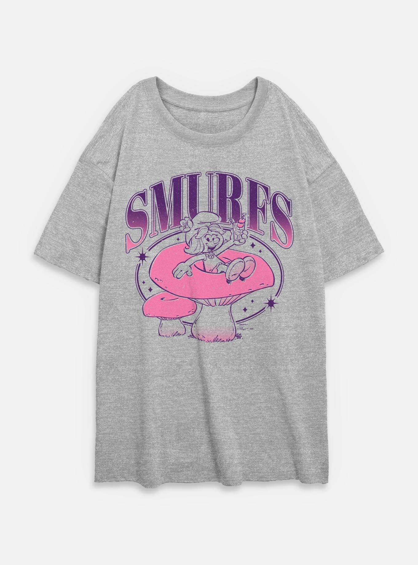 The Smurfs Galaxy Mushroom Vibes  Womens Oversized T-Shirt, ATH HTR, hi-res