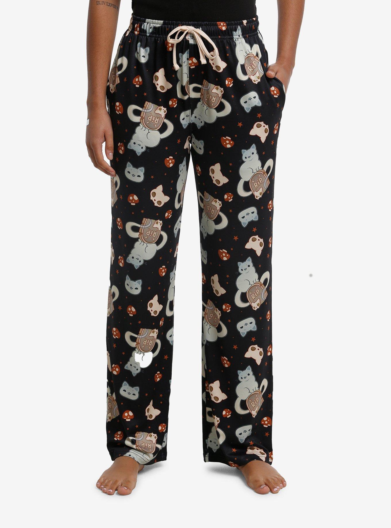 Rihnlin Ghost Cat Pajama Pants, , hi-res