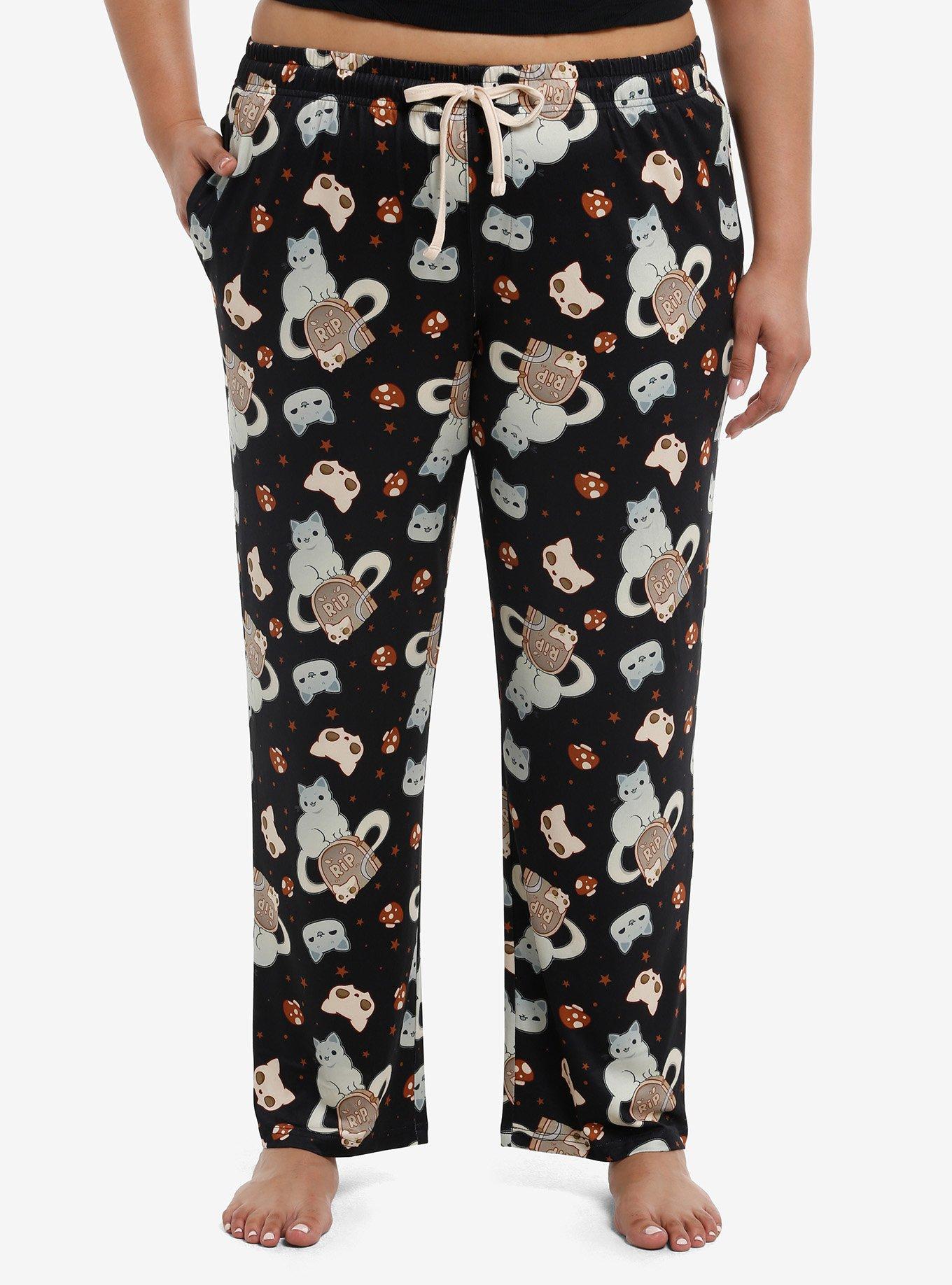 Rihnlin Ghost Cat Girls Pajama Pants Plus Size, , hi-res