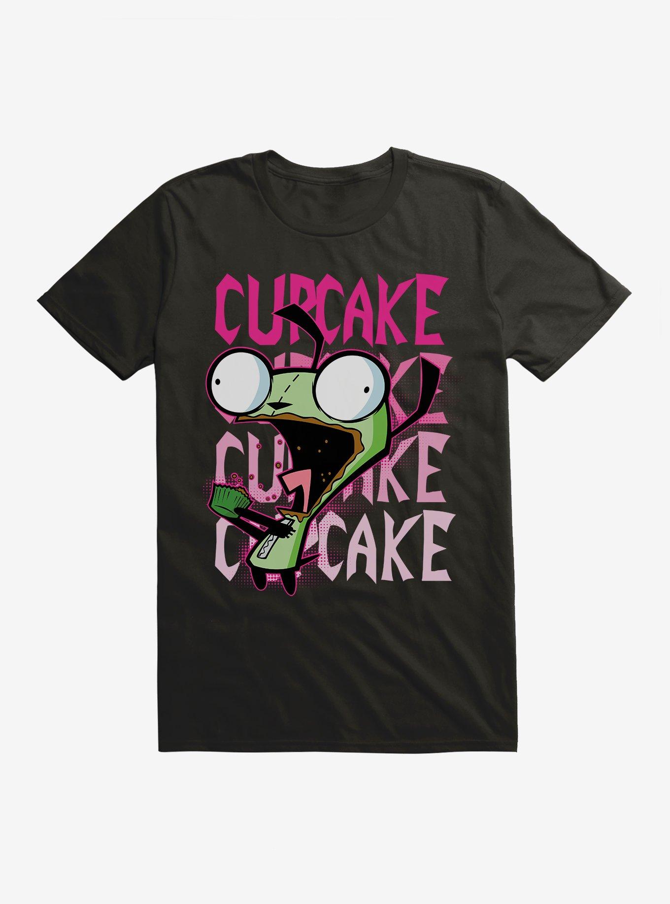 Invader Zim Cupcake Cupcake Cupcake Cupcake GIR T-Shirt, BLACK, hi-res