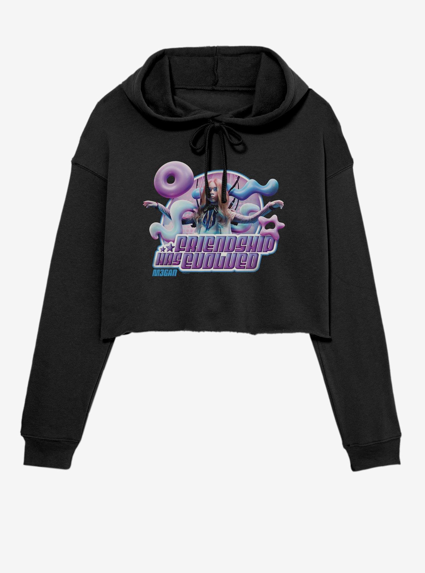 M3GAN Friendship Has Evolved Womens Crop Hoodie, , hi-res