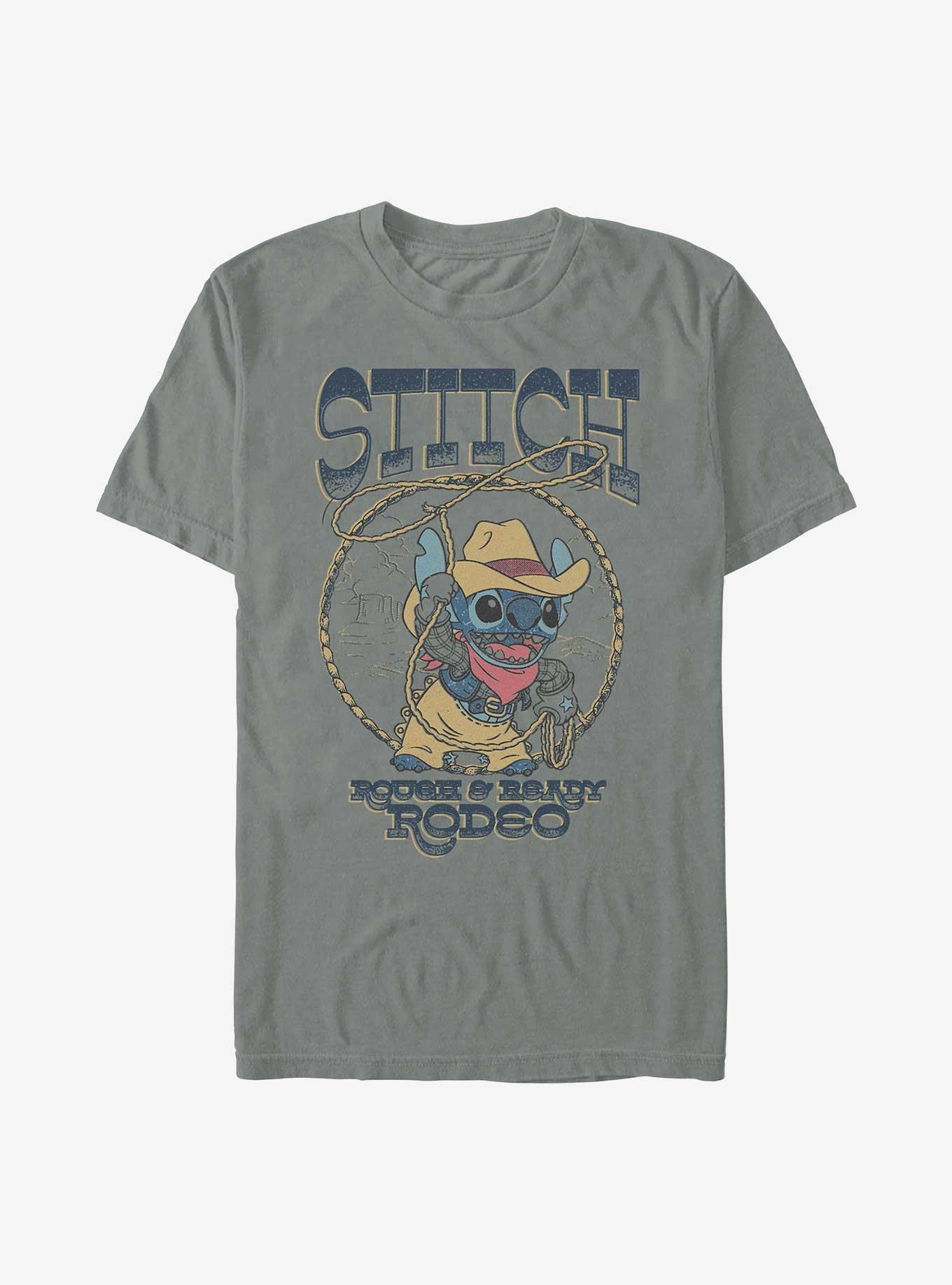 Disney Lilo & Stitch Rough & Ready Rodeo Garment Dye T-Shirt Hot Topic Exclusive, GREY, hi-res