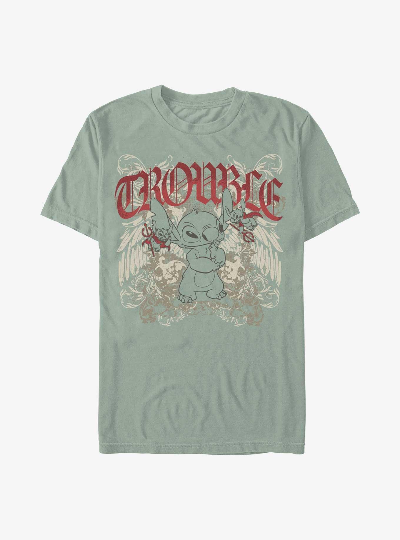 Disney Lilo & Stitch Trouble Garment Dye T-Shirt Hot Topic Web Exclusive, BAY, hi-res