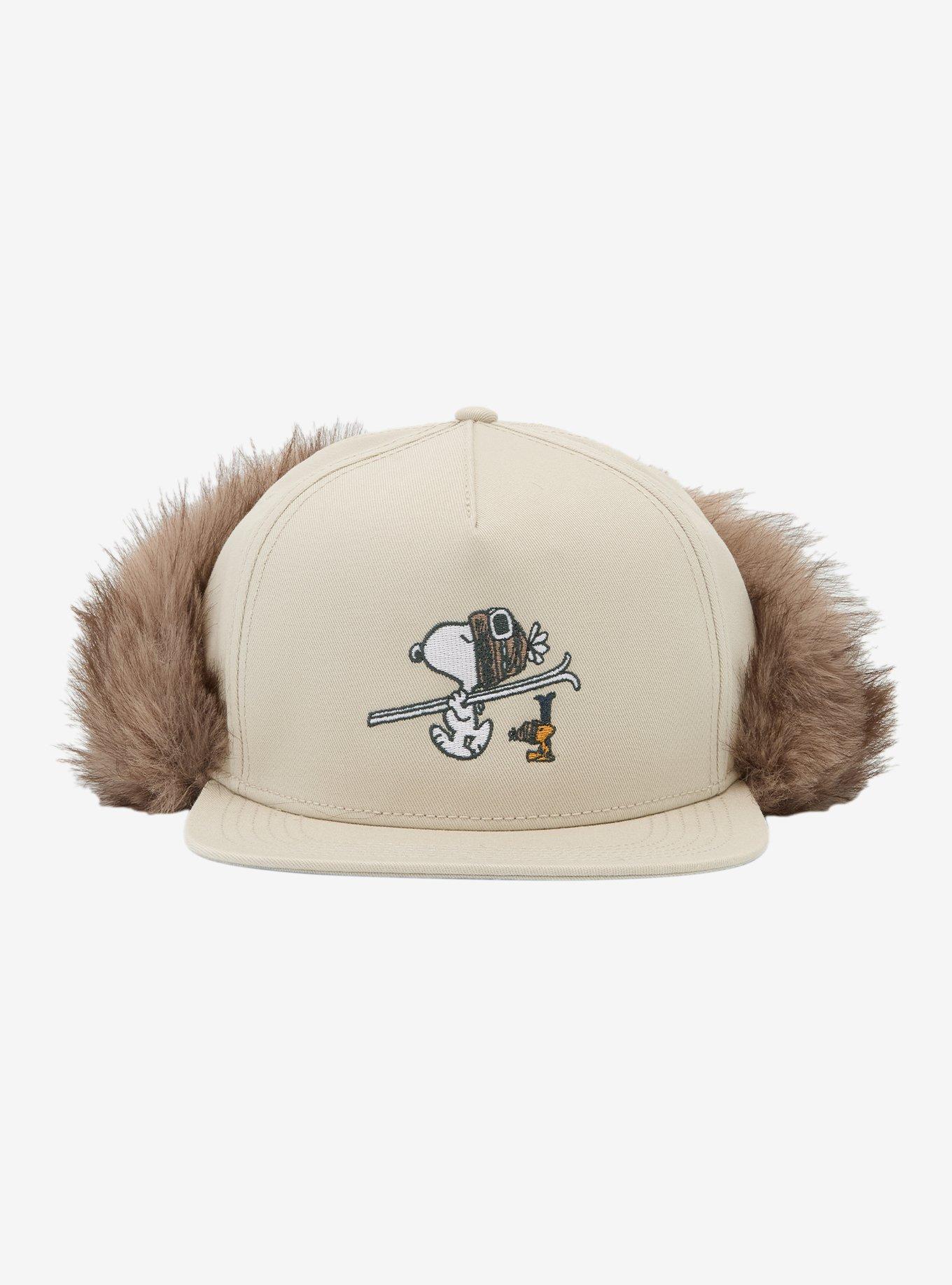 Peanuts Snoopy & Woodstock Skiing Trapper Snapback Hat | Hot Topic