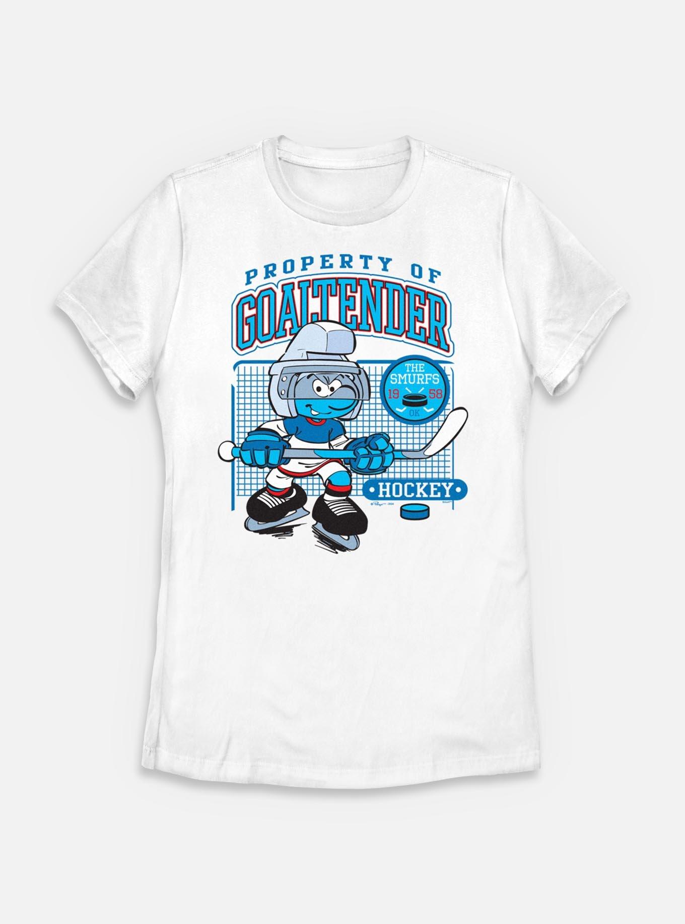 The Smurfs Property Of Goalternder Hockey Womens T-Shirt, , hi-res