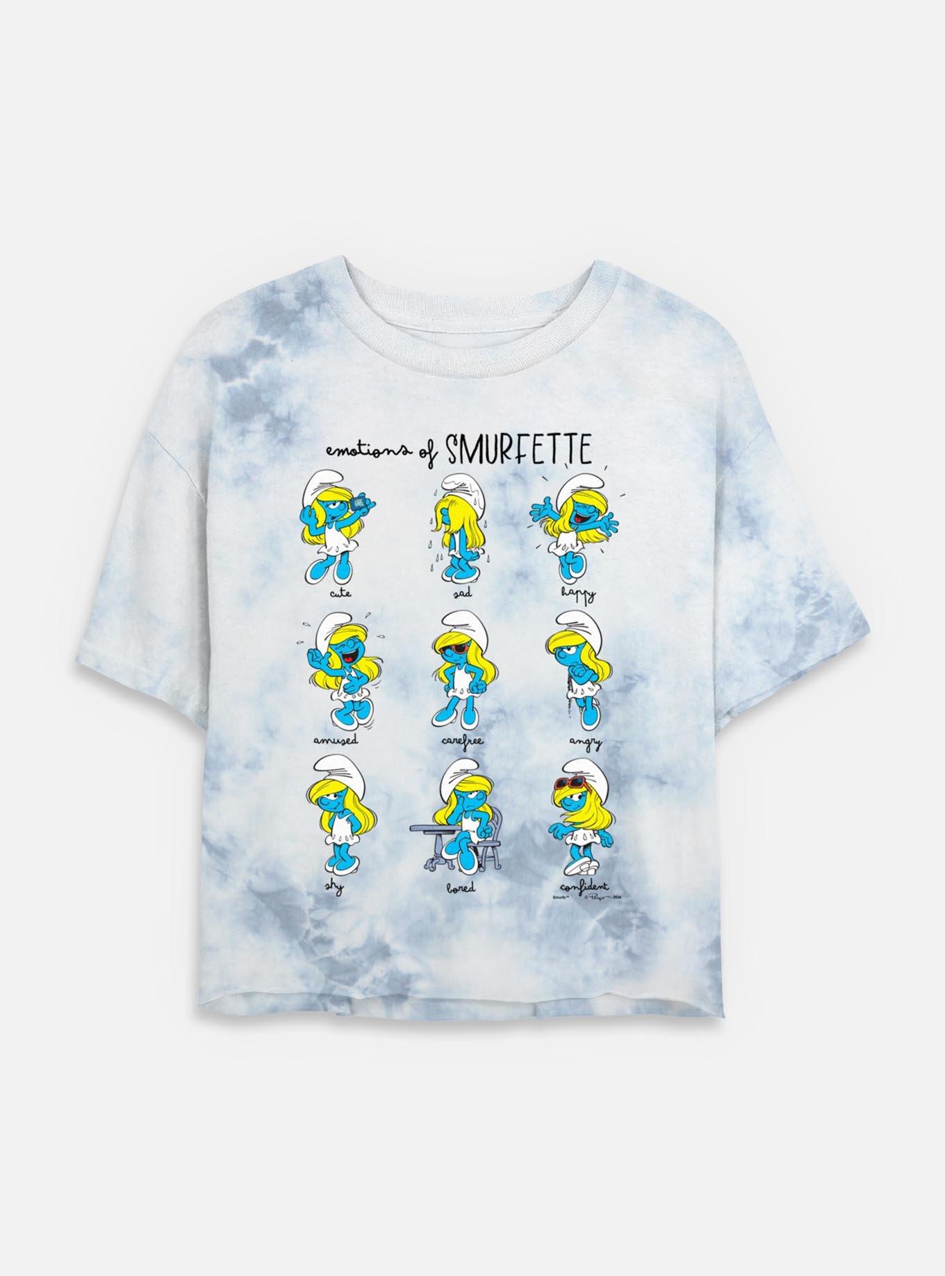 The Smurfs Emotions Of Smurfette Tie Dye Crop Womens T-Shirt, , hi-res
