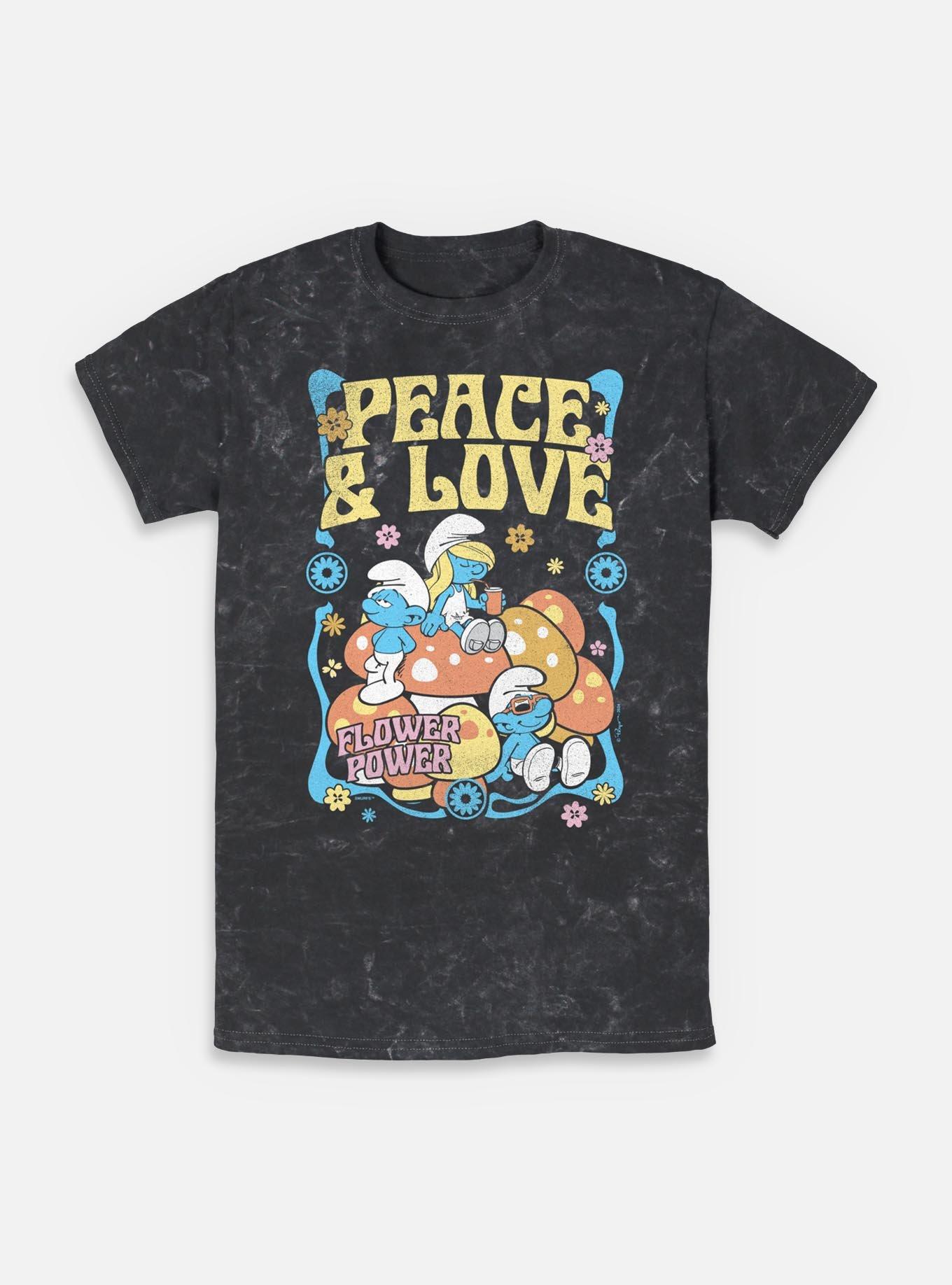 The Smurfs Peace & Love Mineral Wash T-Shirt, , hi-res