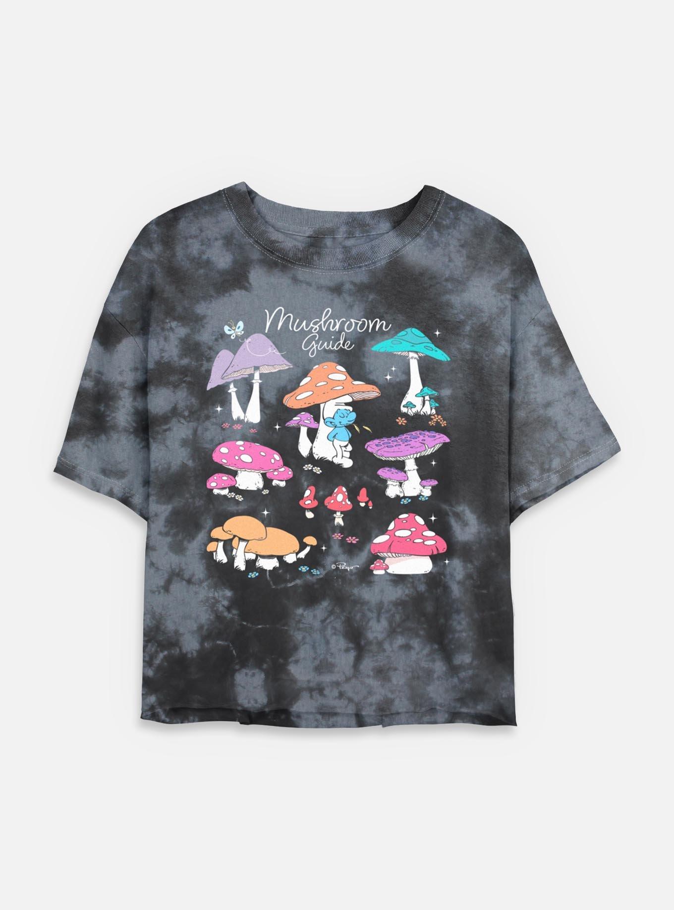 The Smurfs Mushroom Guide Tie Dye Crop Womens T-Shirt, , hi-res