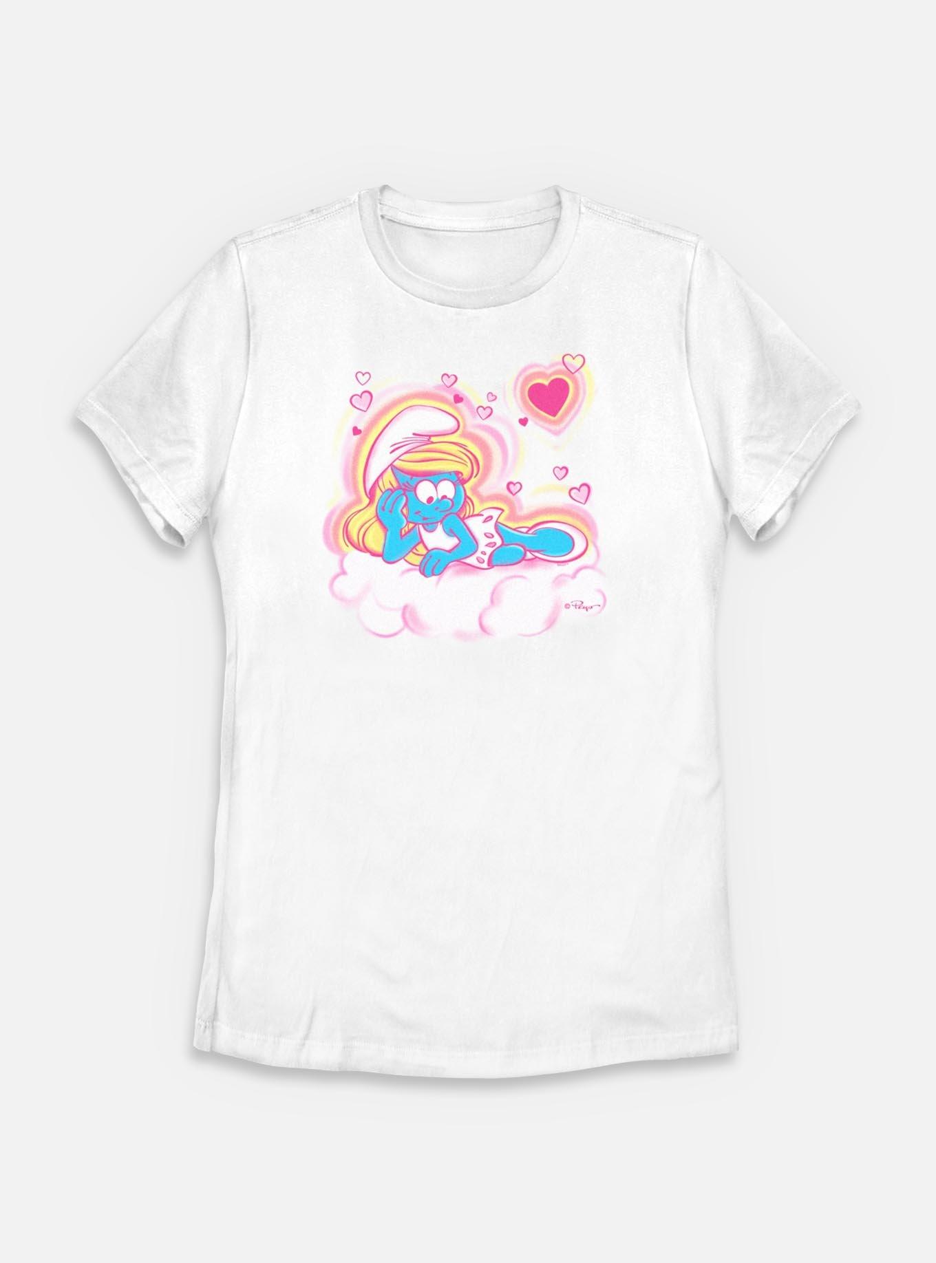 The Smurfs Airbrush Hearts Womens T-Shirt, WHITE, hi-res