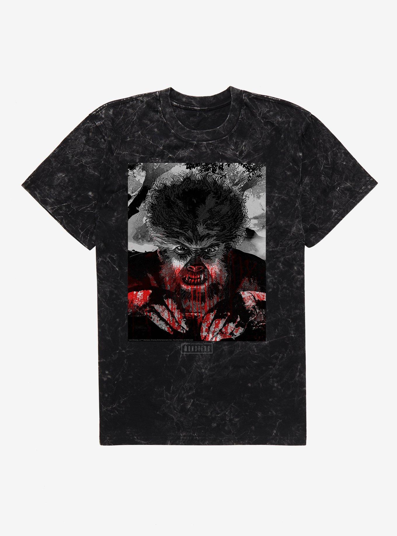Universal Monsters Wolfman Bloody Mineral Wash T-Shirt, , hi-res