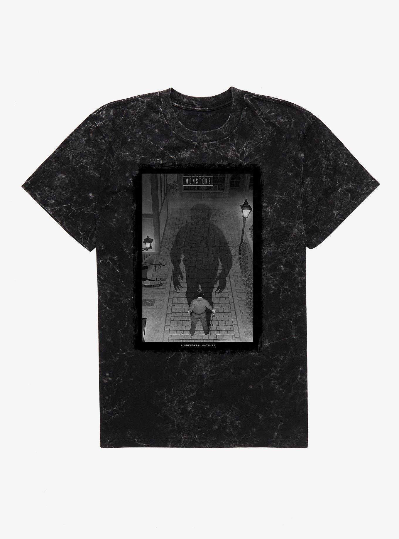 Universal Monsters Wolfman Shadow Mineral Wash T-Shirt, BLACK MINERAL WASH, hi-res