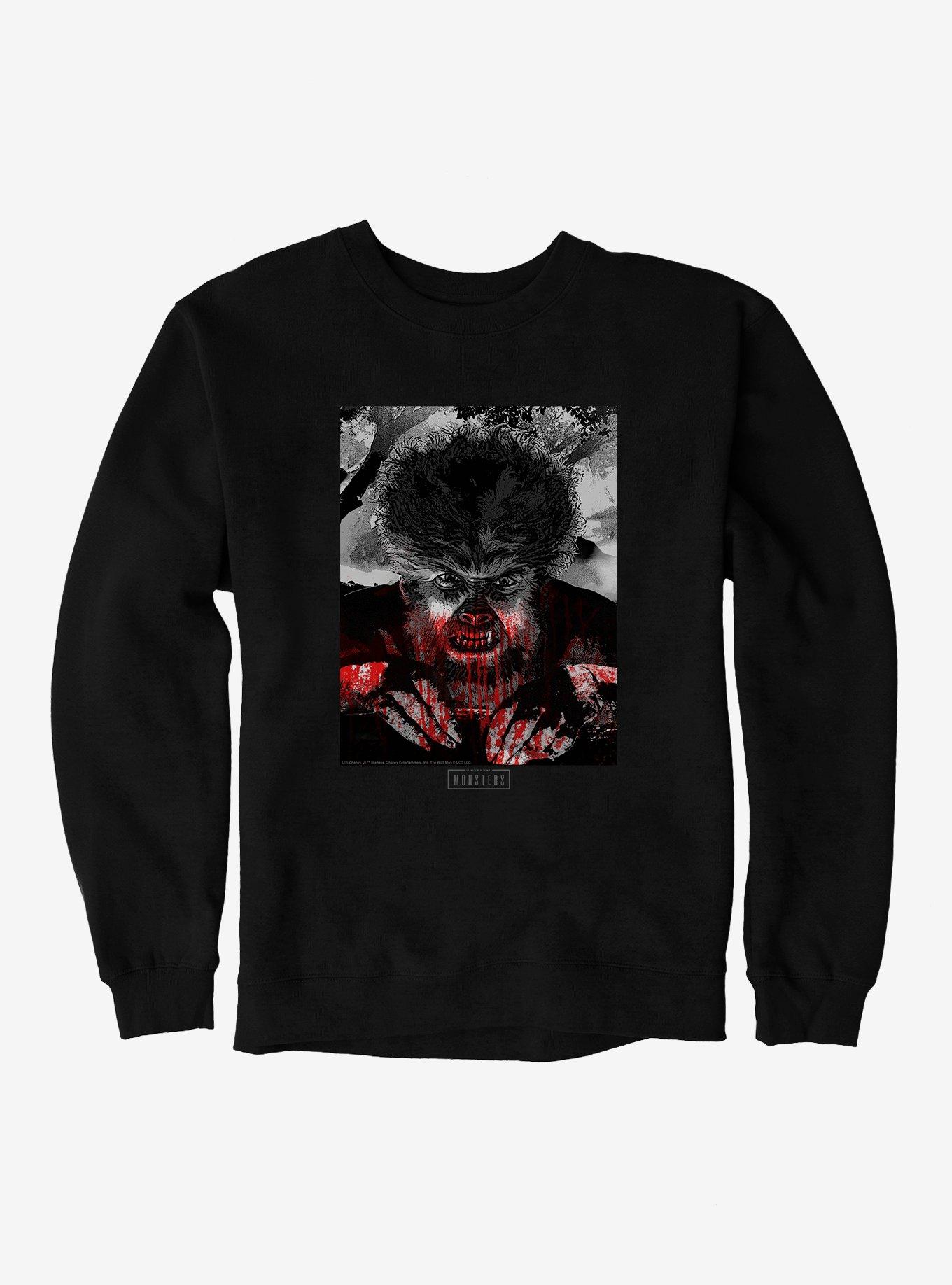Universal Monsters Wolfman Bloody Sweatshirt, BLACK, hi-res