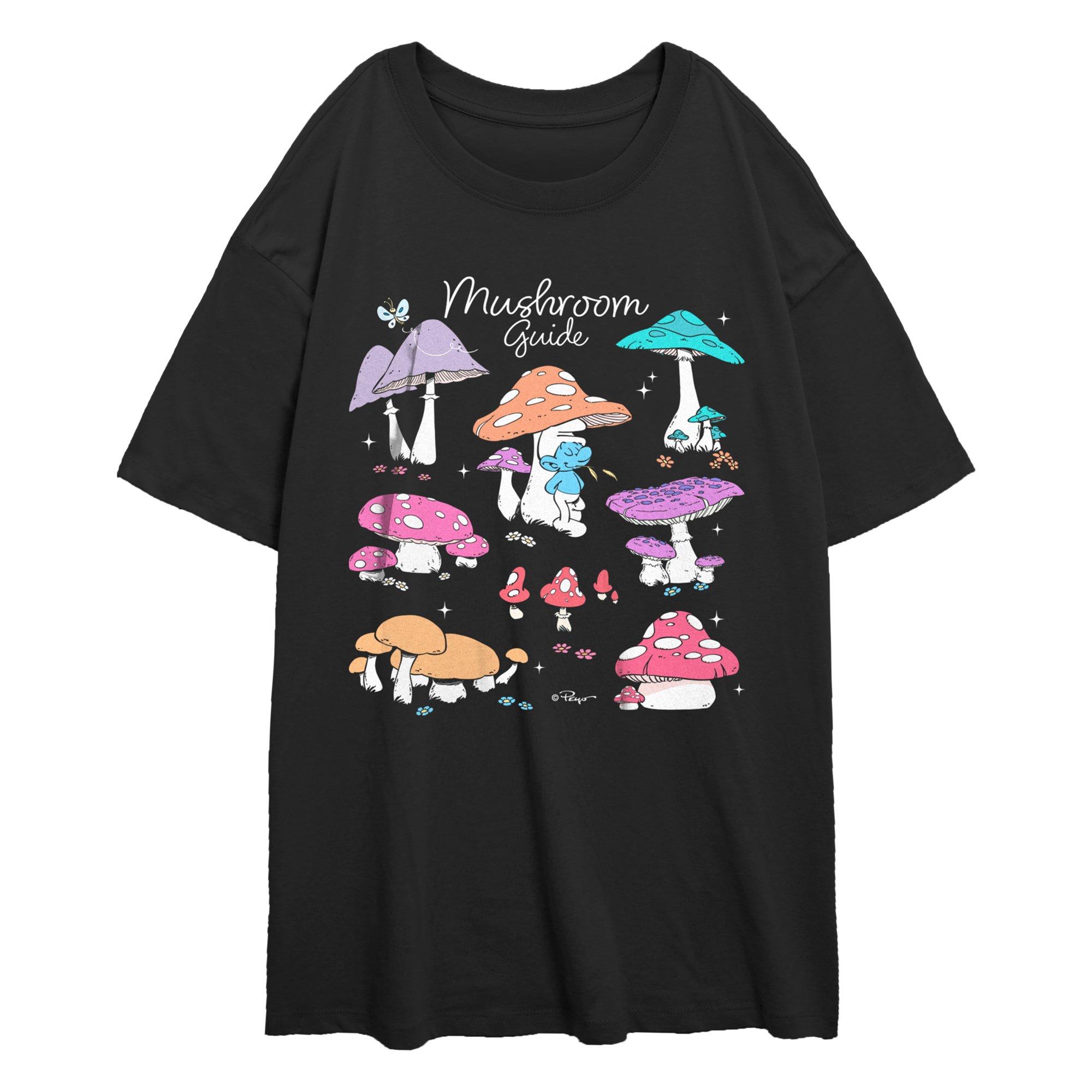 The Smurfs Mushroom Guide Girls Oversized T-Shirt, BLACK, hi-res