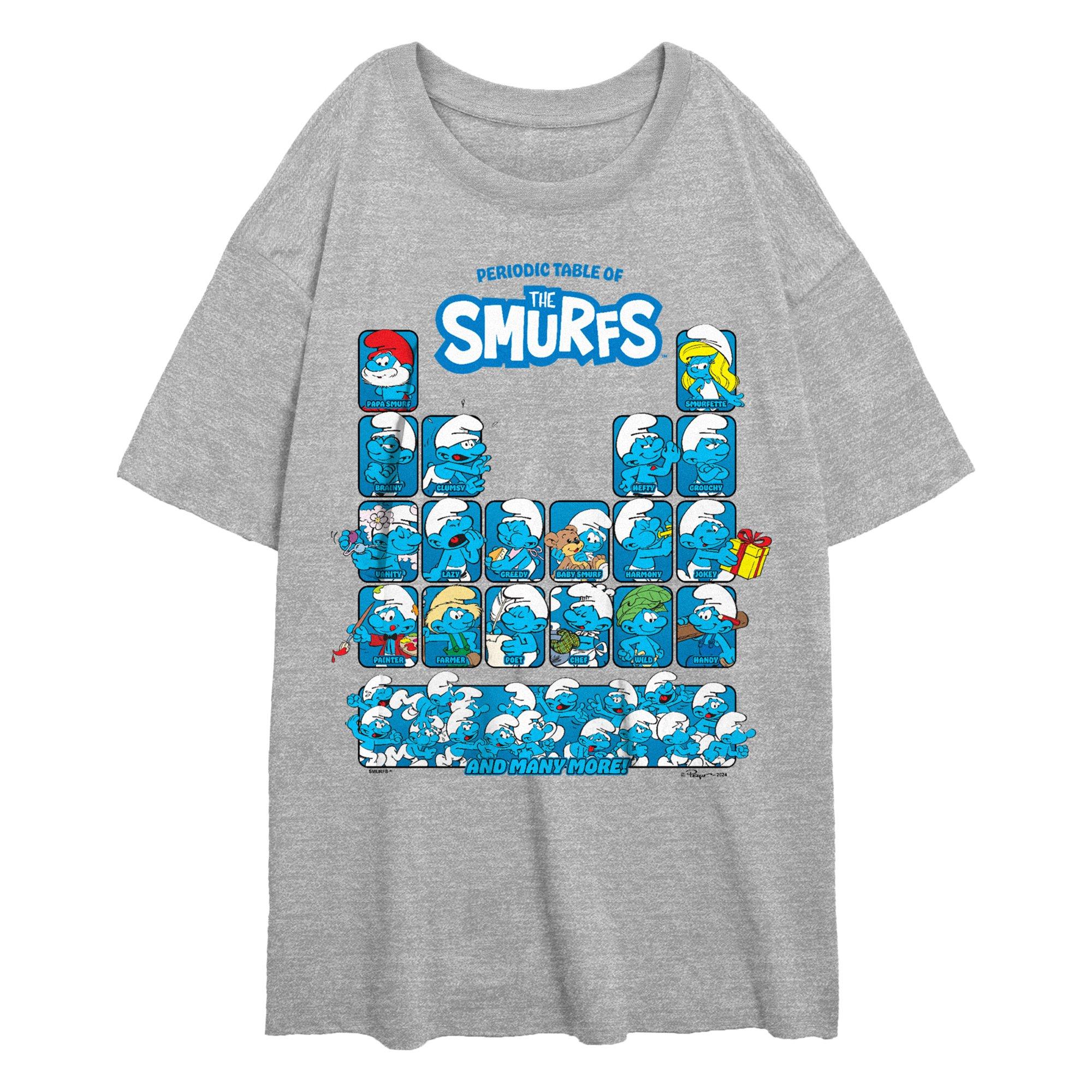 The Smurfs Periodic Smurf Table Girls Oversized T-Shirt, ATH HTR, hi-res