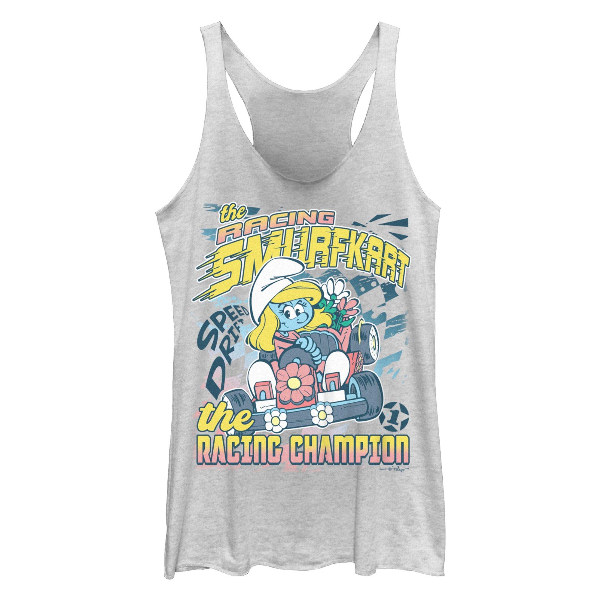 The Smurfs Smurfette Racing Champ Girls Tank, WHITE HTR, hi-res
