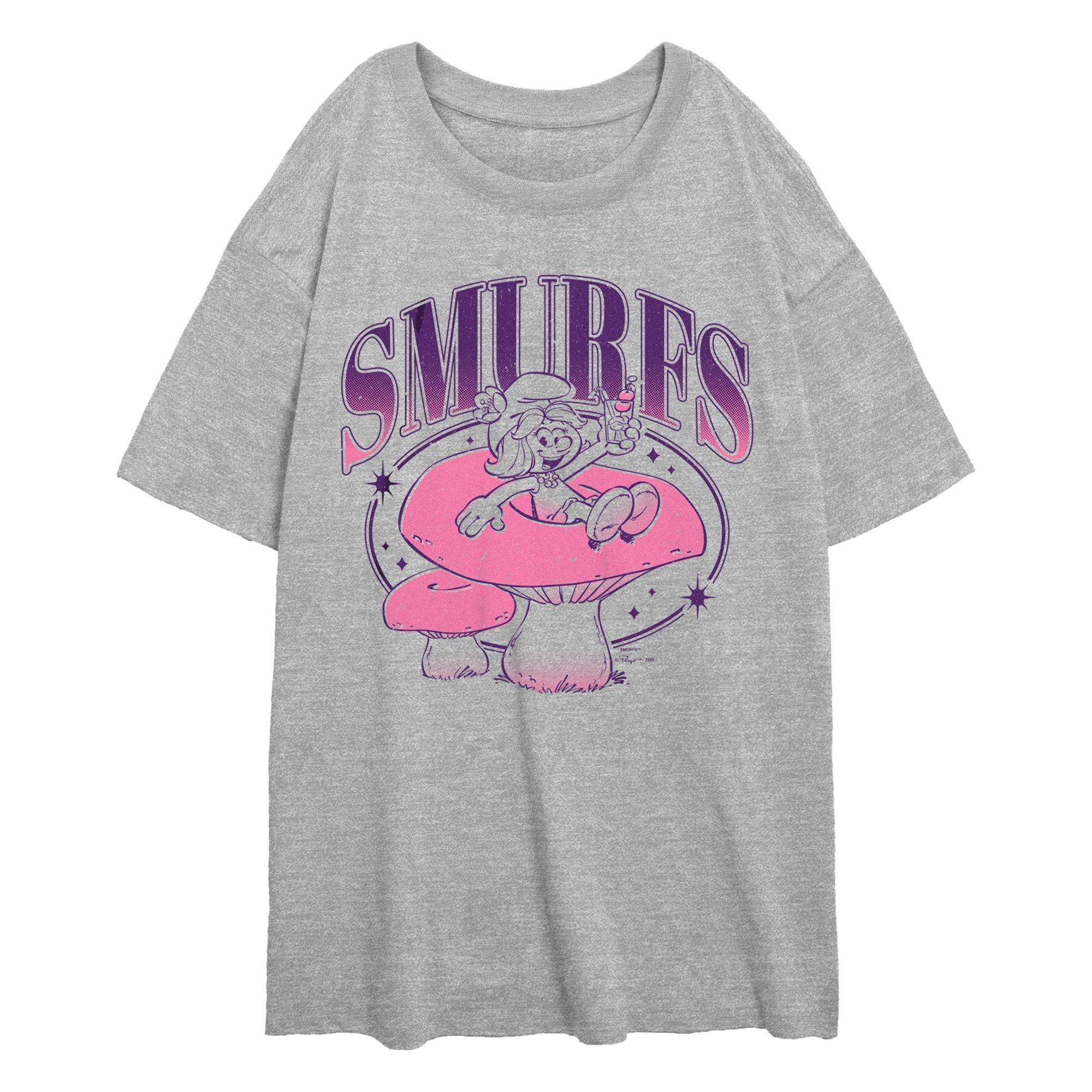 The Smurfs Mushroom Girls Oversized T-Shirt, ATH HTR, hi-res