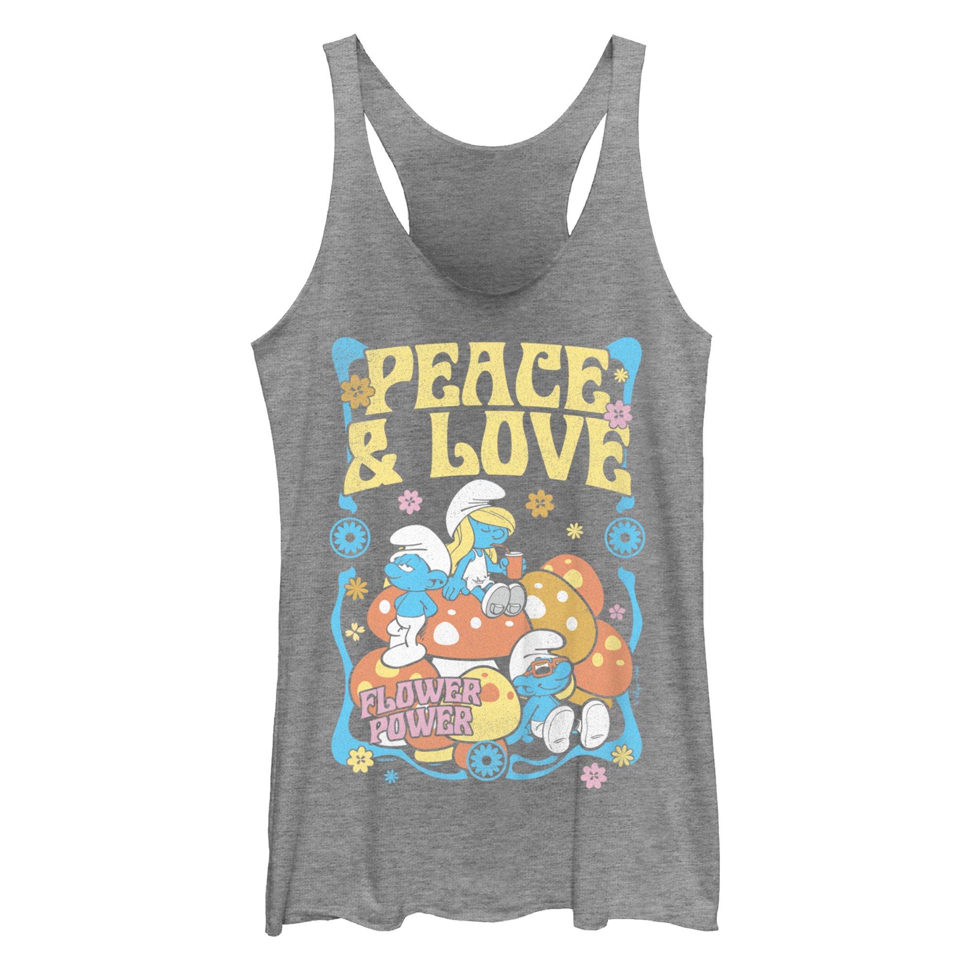 The Smurfs Flower Power Girls Tank, GRAY HTR, hi-res